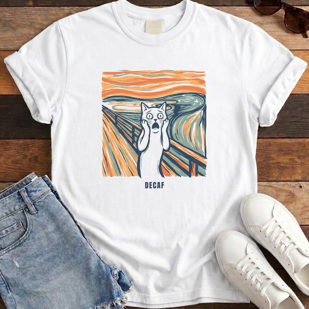 Decaf Artistic Cat Tee - White