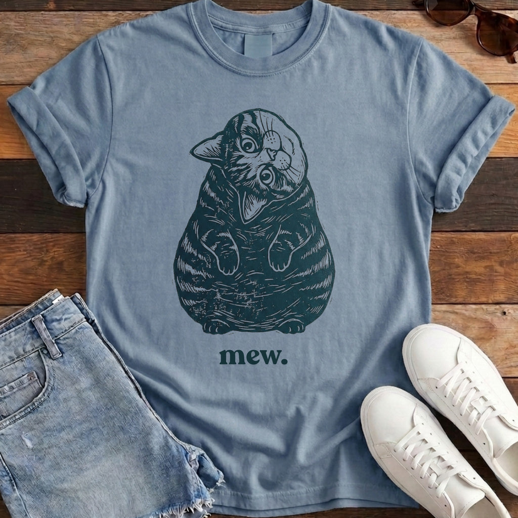 Mew Cat Tee - Blue Jean
