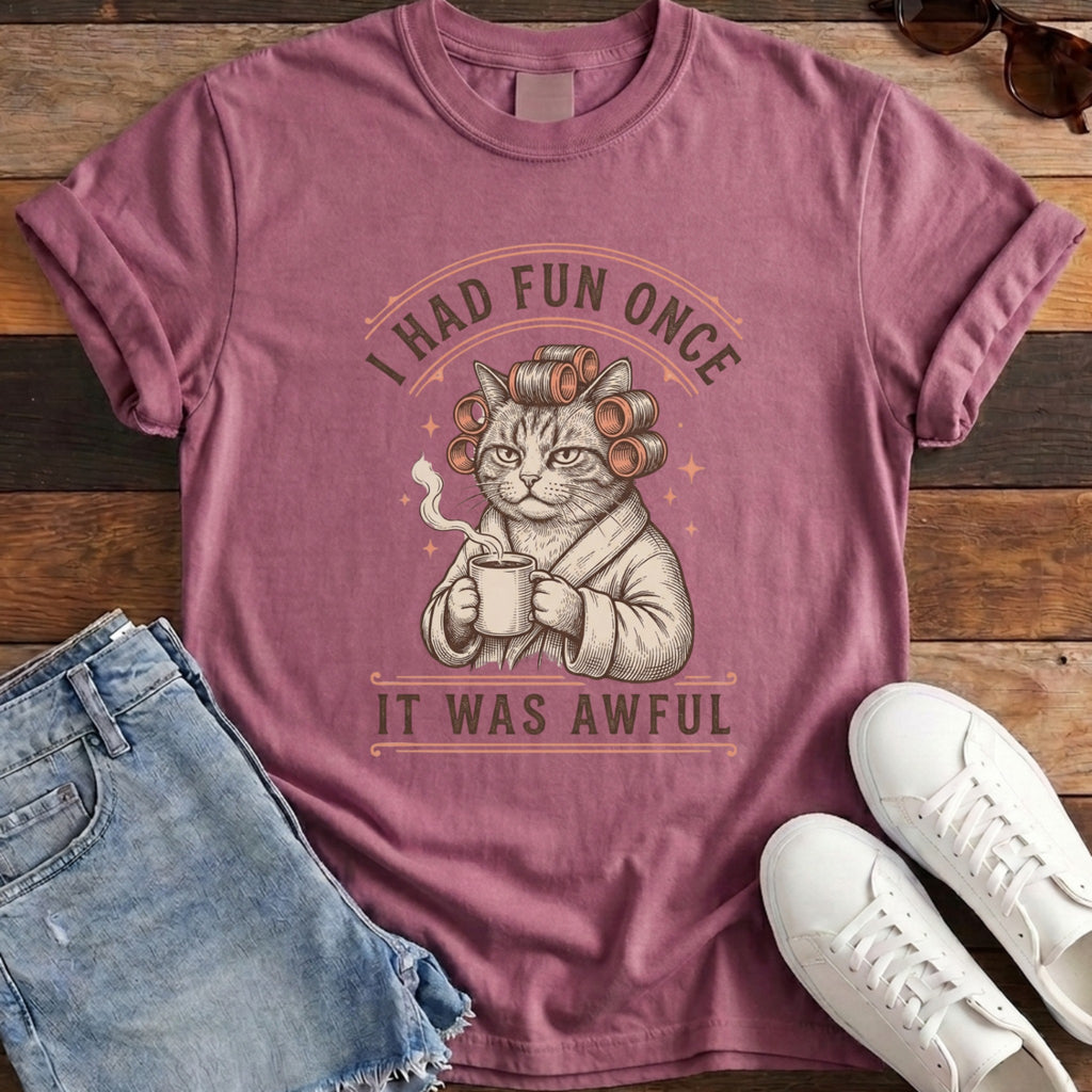 Fun Once Cat Tee - Berry