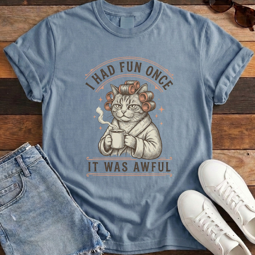 Fun Once Cat Tee - Blue Jean
