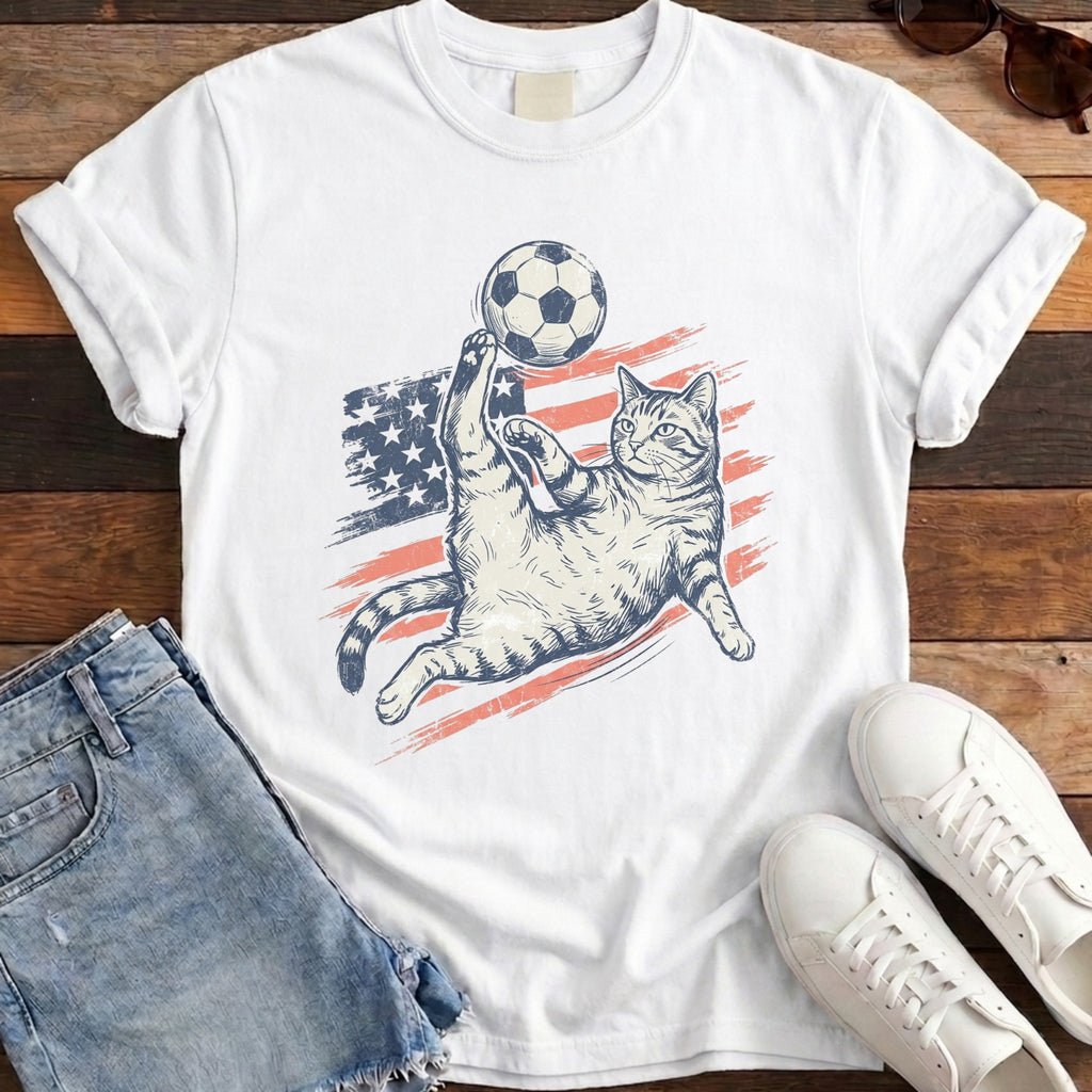 Bicycle Kick Cat Tee - White