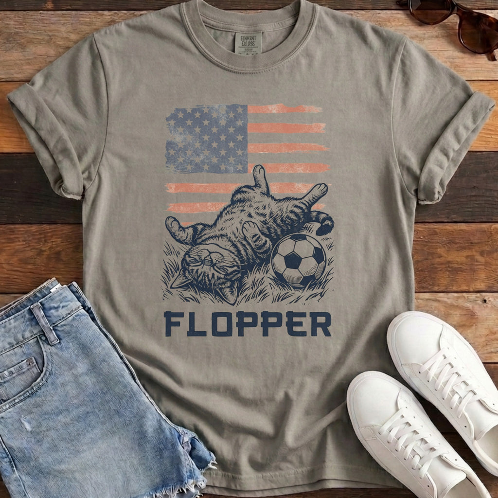 USA Flopper Cat Tee - Granite