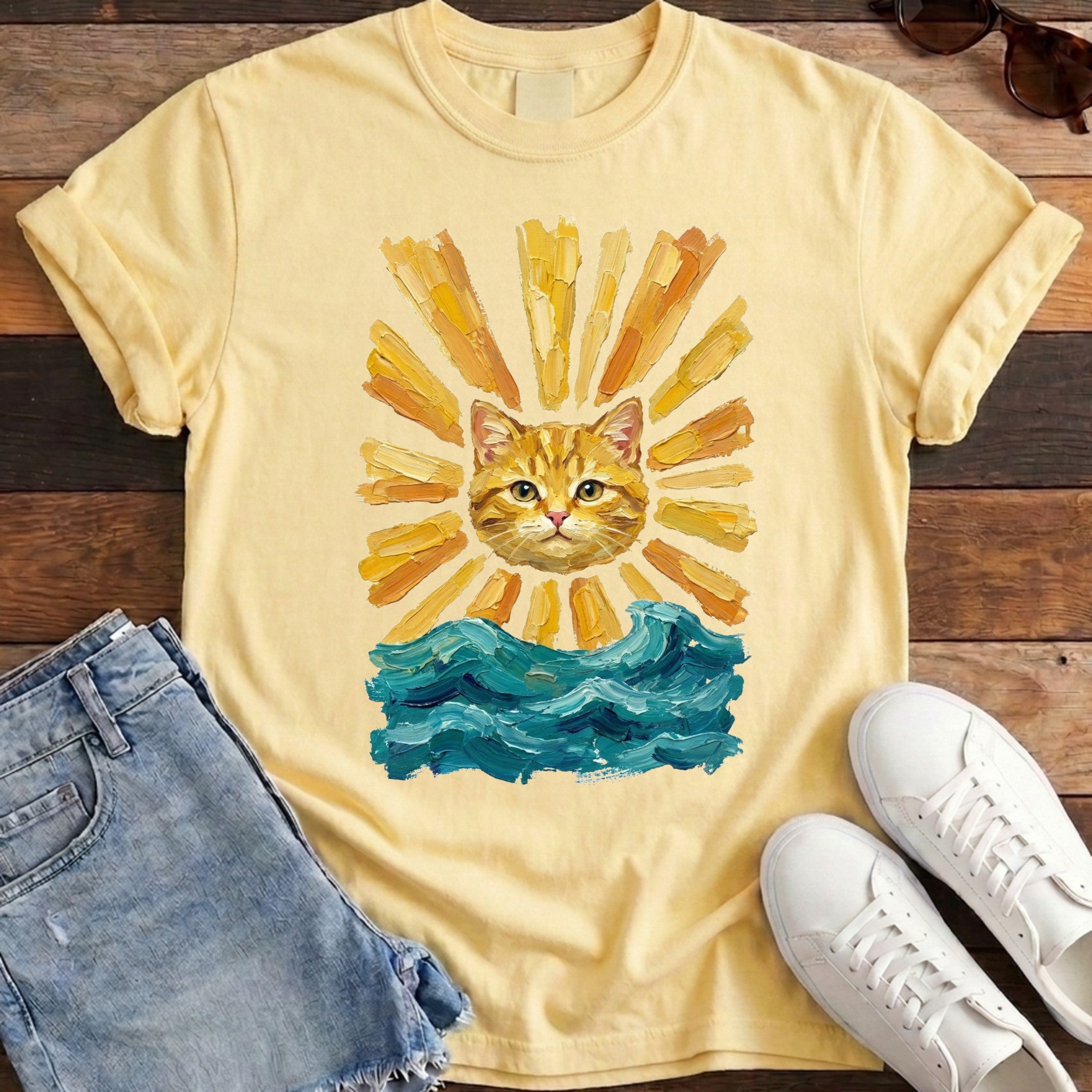 Here Comes the Sun Cat Tee - Banana