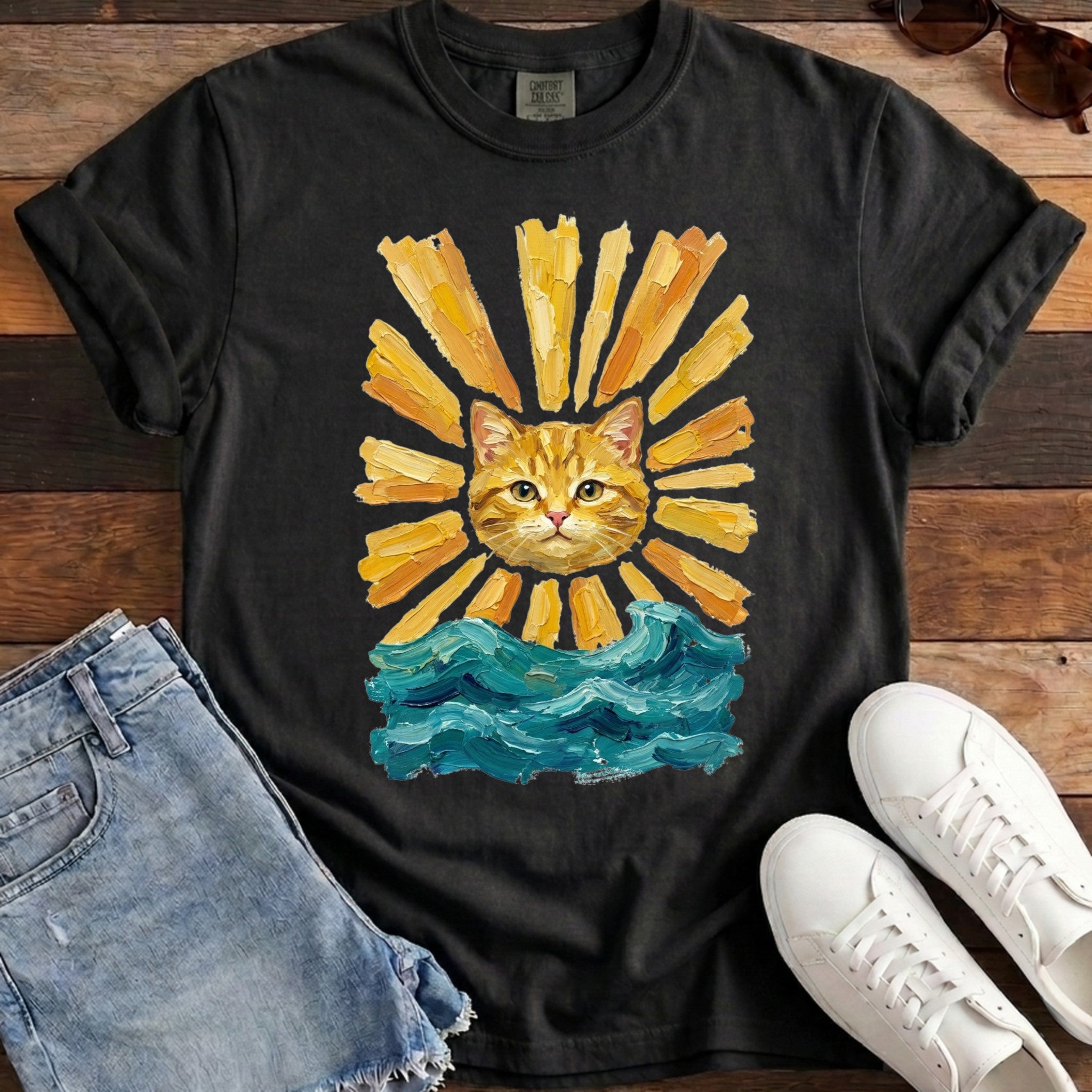 Here Comes the Sun Cat Tee - Black