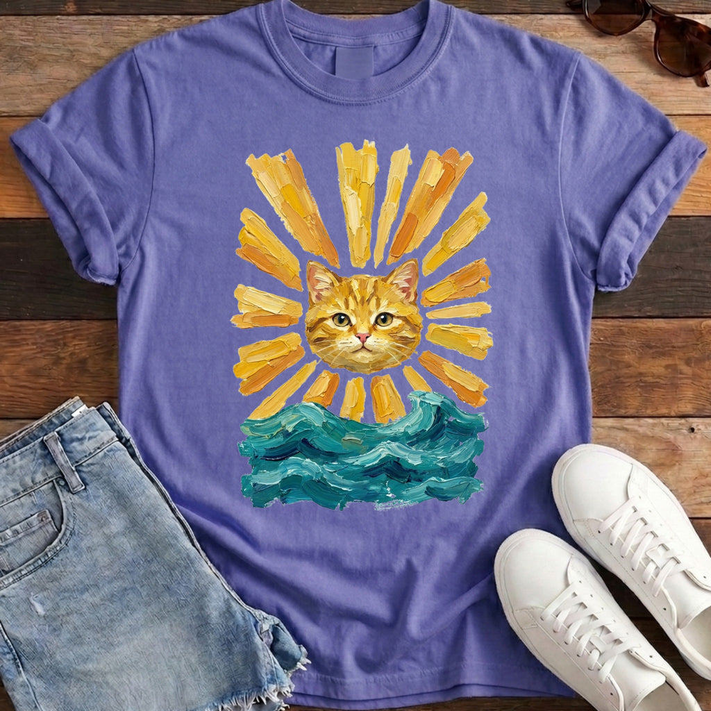 Here Comes the Sun Cat Tee - Violet