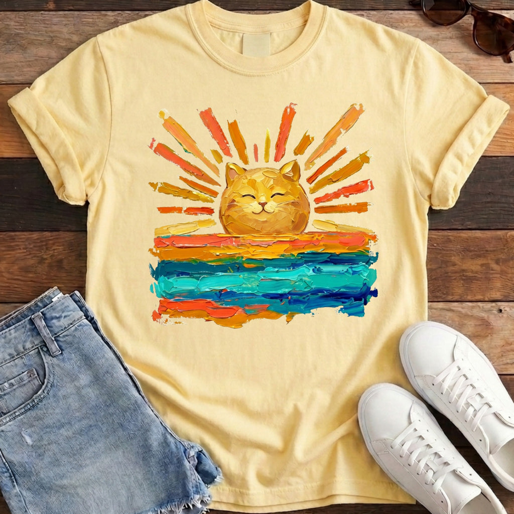 Rise and Shine Cat Tee - Banana