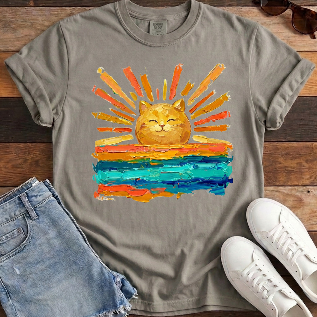 Rise and Shine Cat Tee - Granite