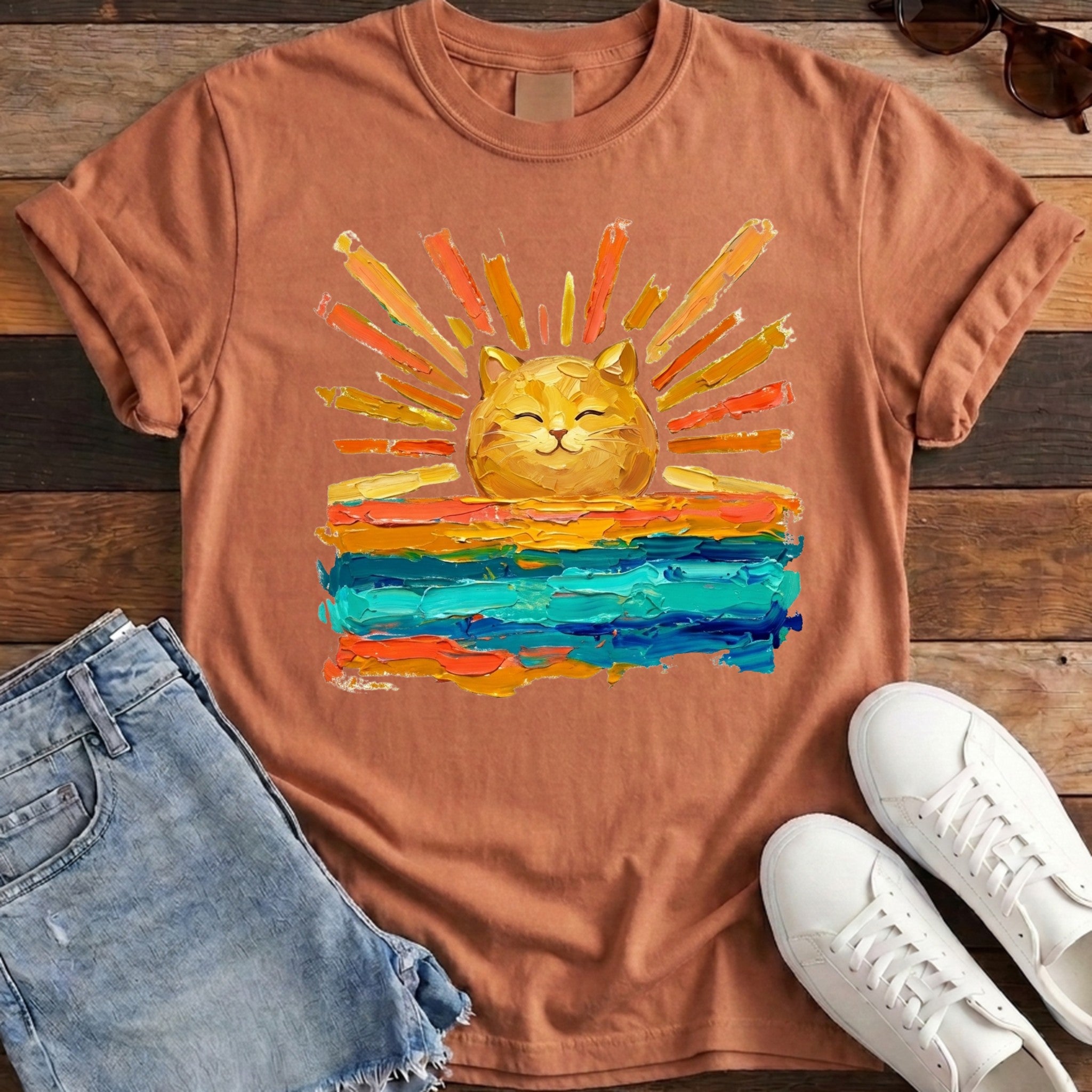 Rise and Shine Cat Tee - Yam