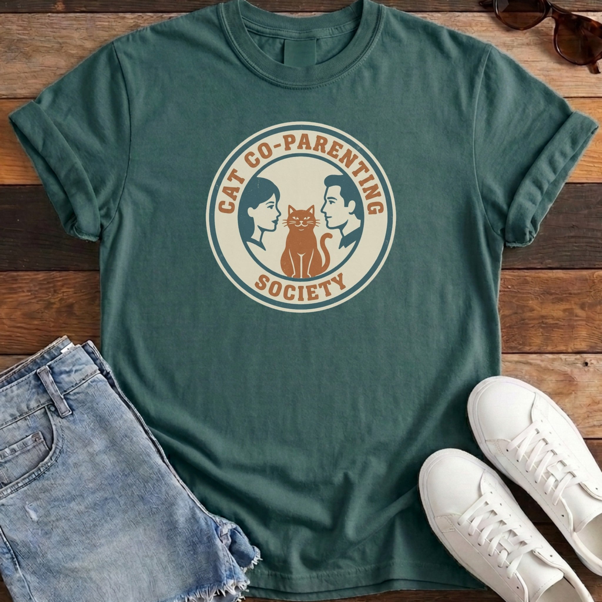 Cat Co-Pawrent Tee - Blue Spruce