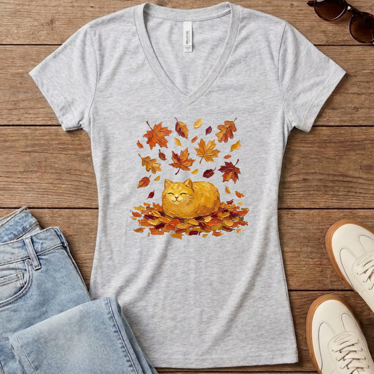Autumn Loaf Cat Women's V-Neck