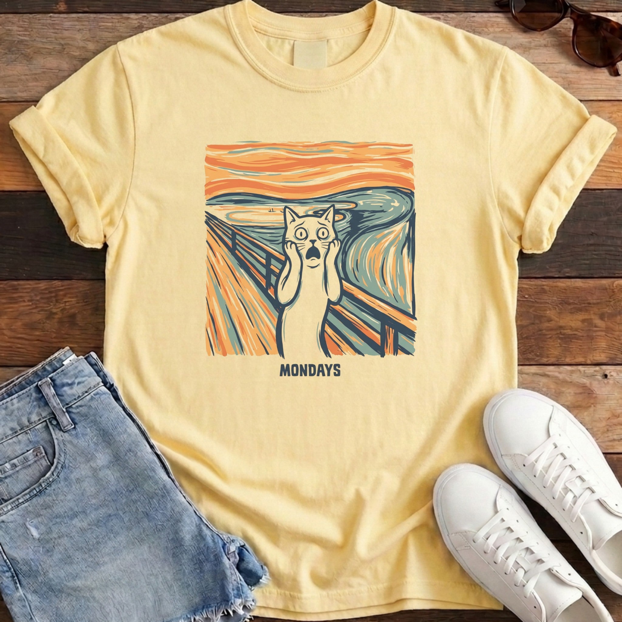 Mondays Artistic Cat Tee