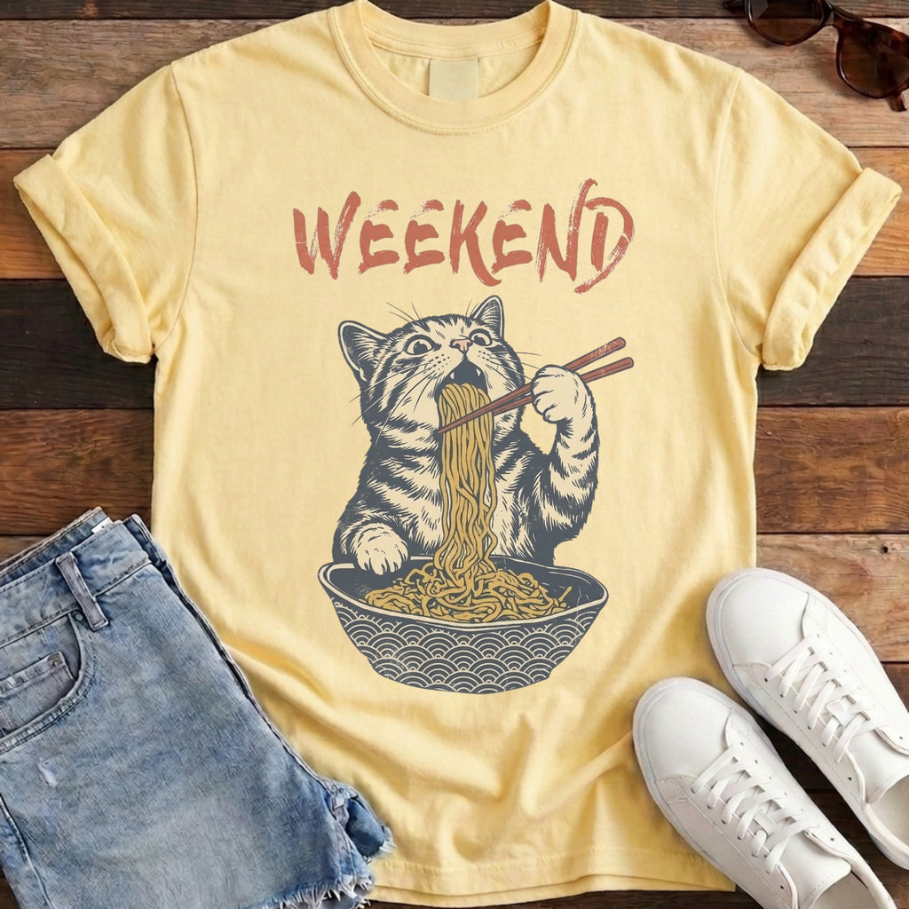 Weekend Ramen Cat Tee - Banana