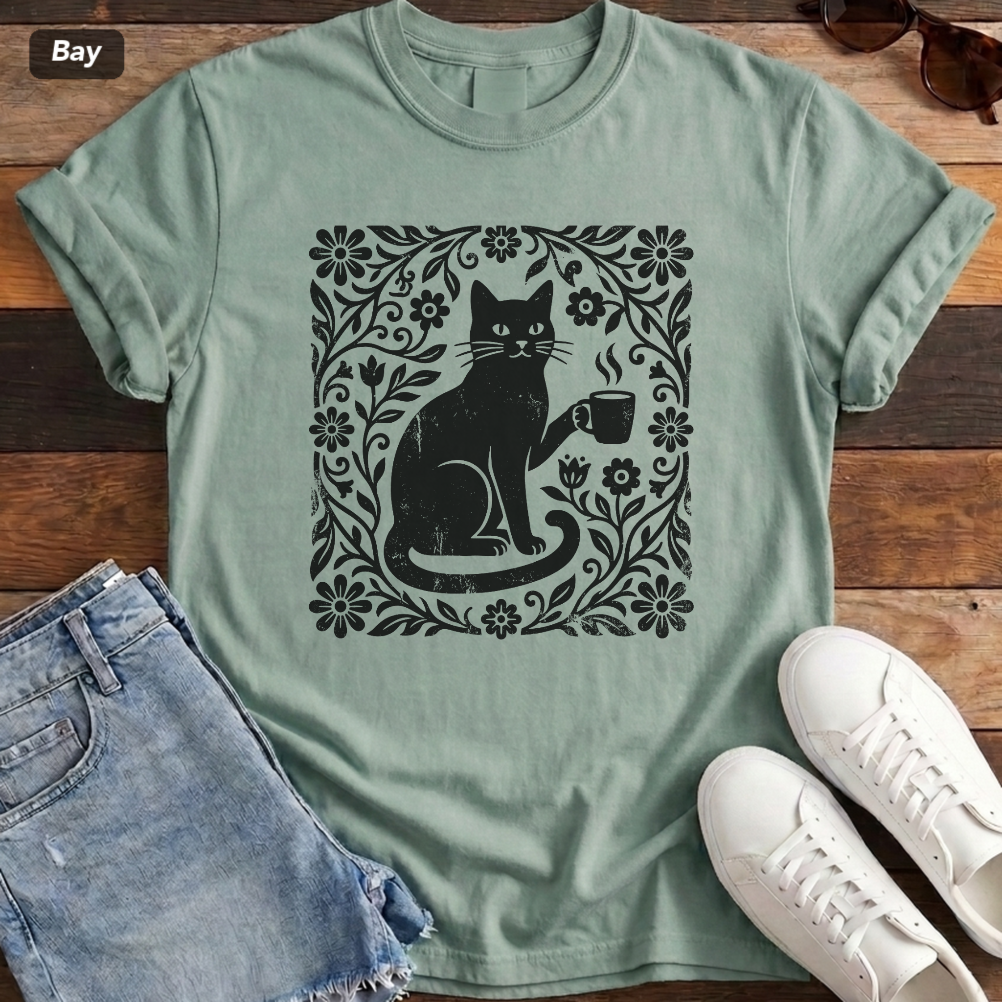 Floral Feline Vintage Tee