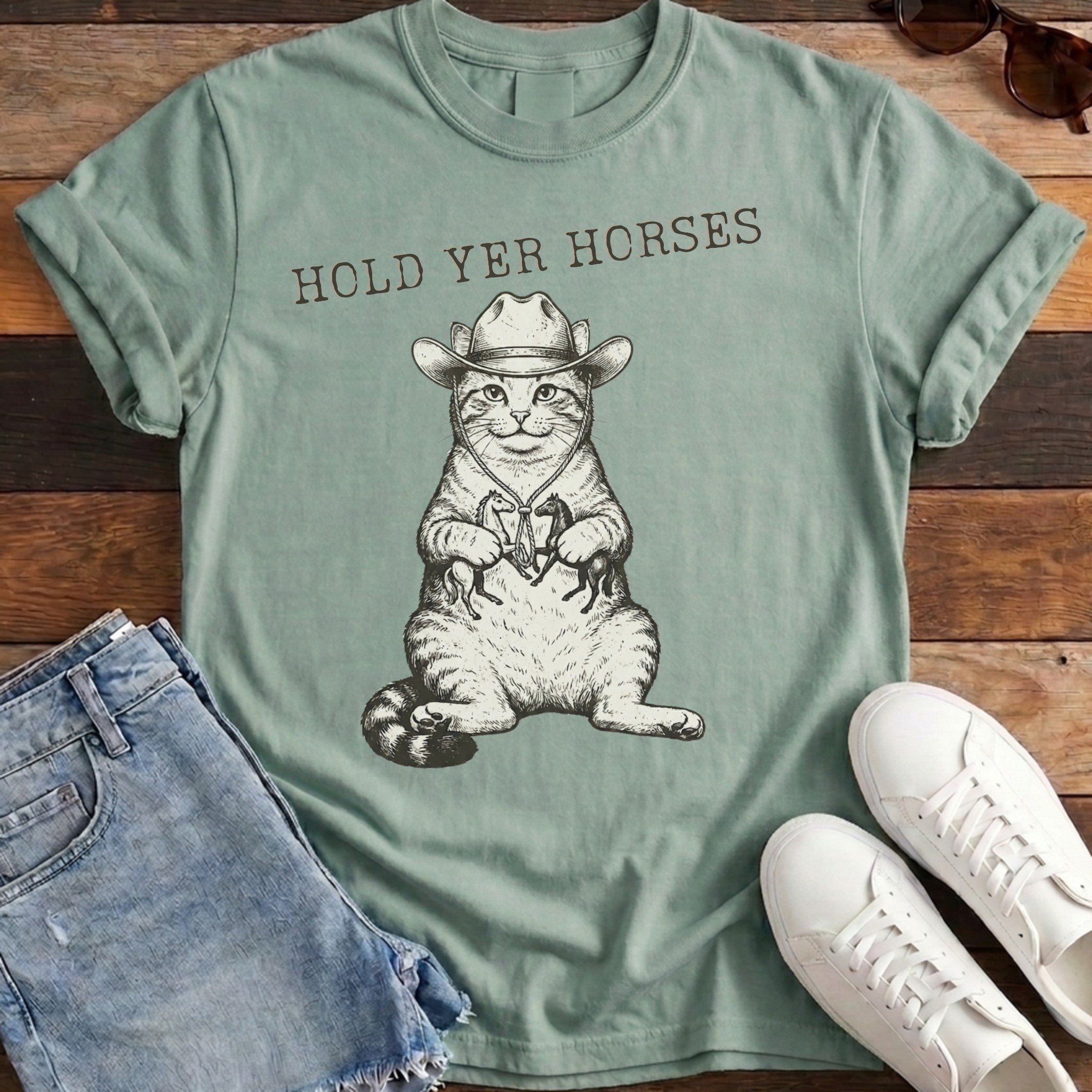 Hold Yer Horses Tee - Bay