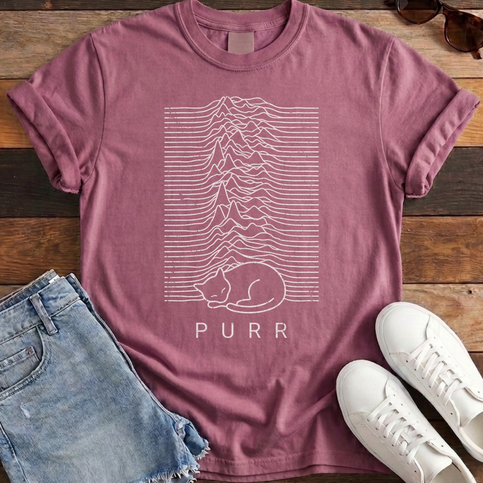 Purr Soundwave Tee - Berry