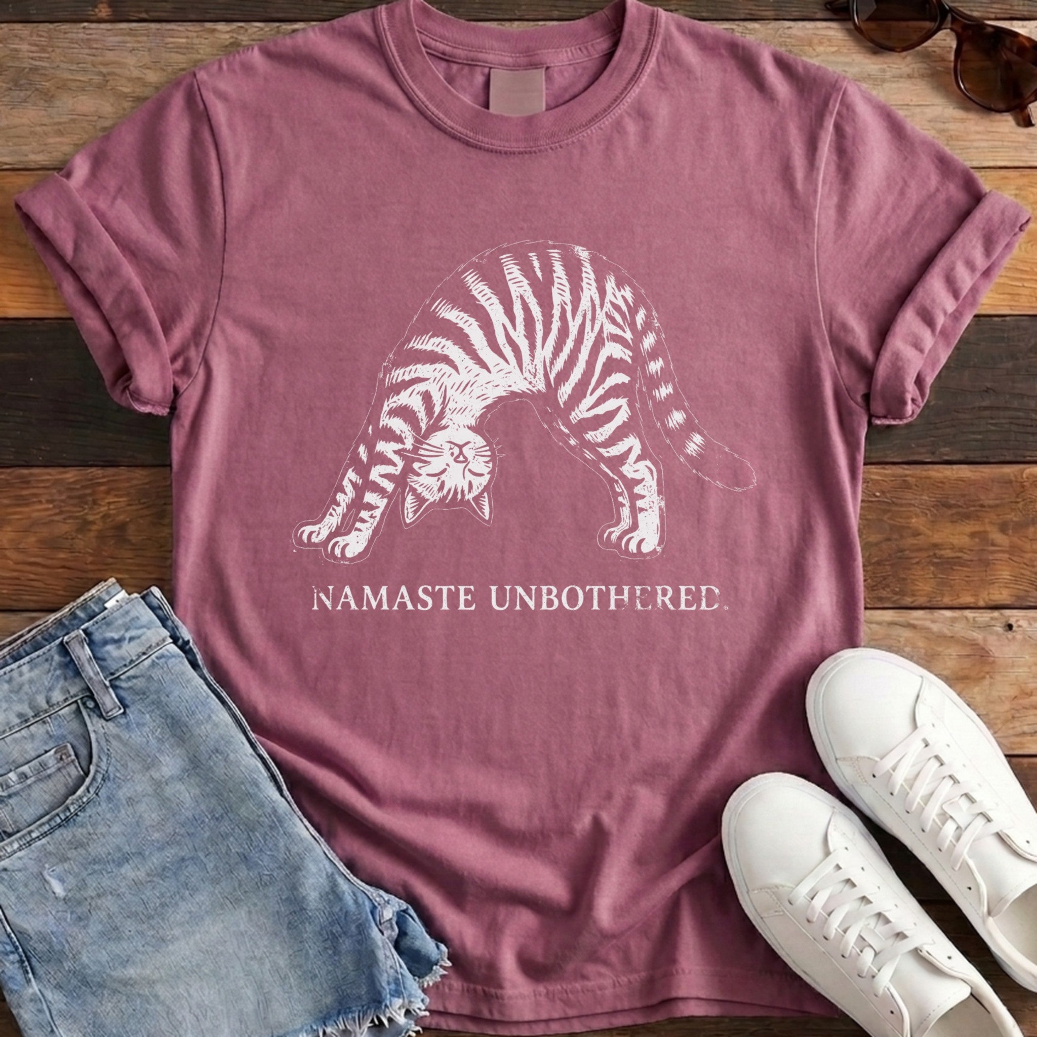 Namaste Unbothered Tee - Berry