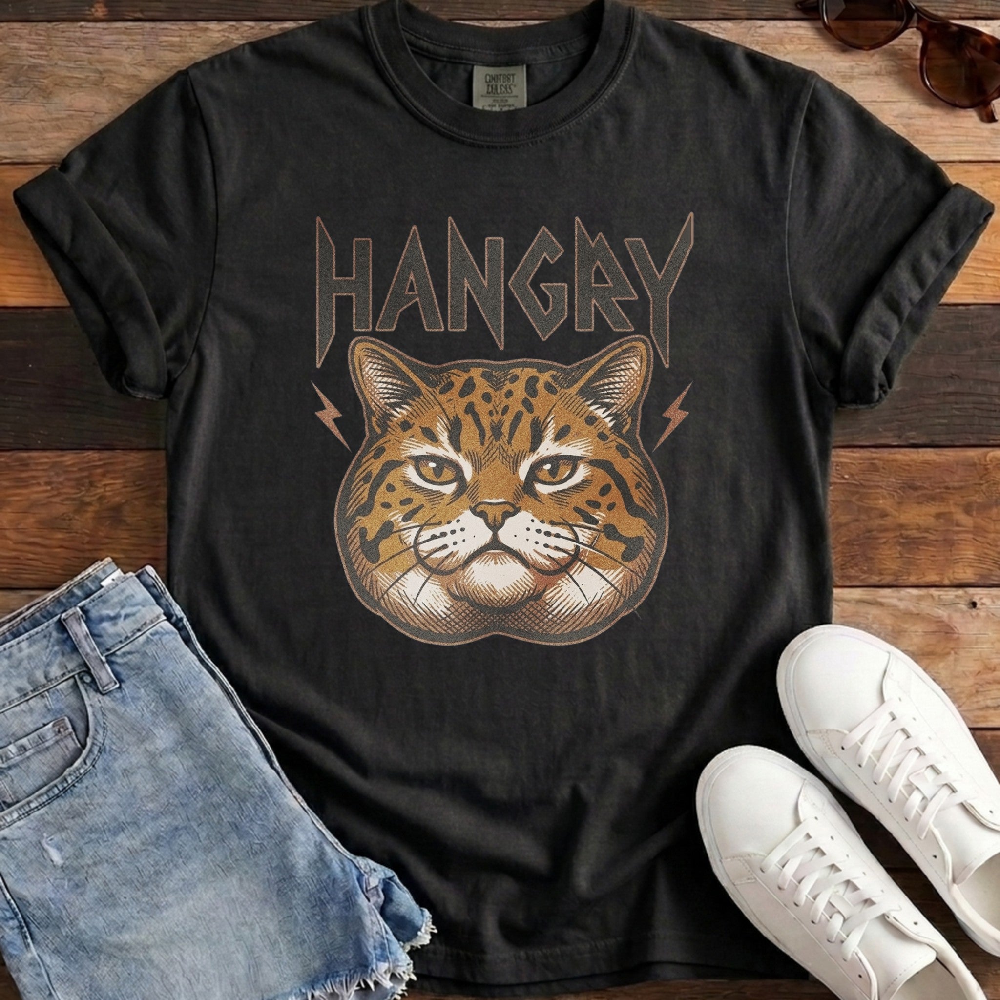 Hangry Wild Cat Tee - Black