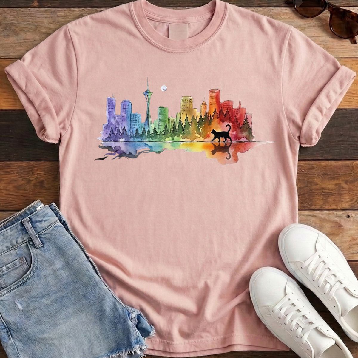 Rainbow City Cat Tee