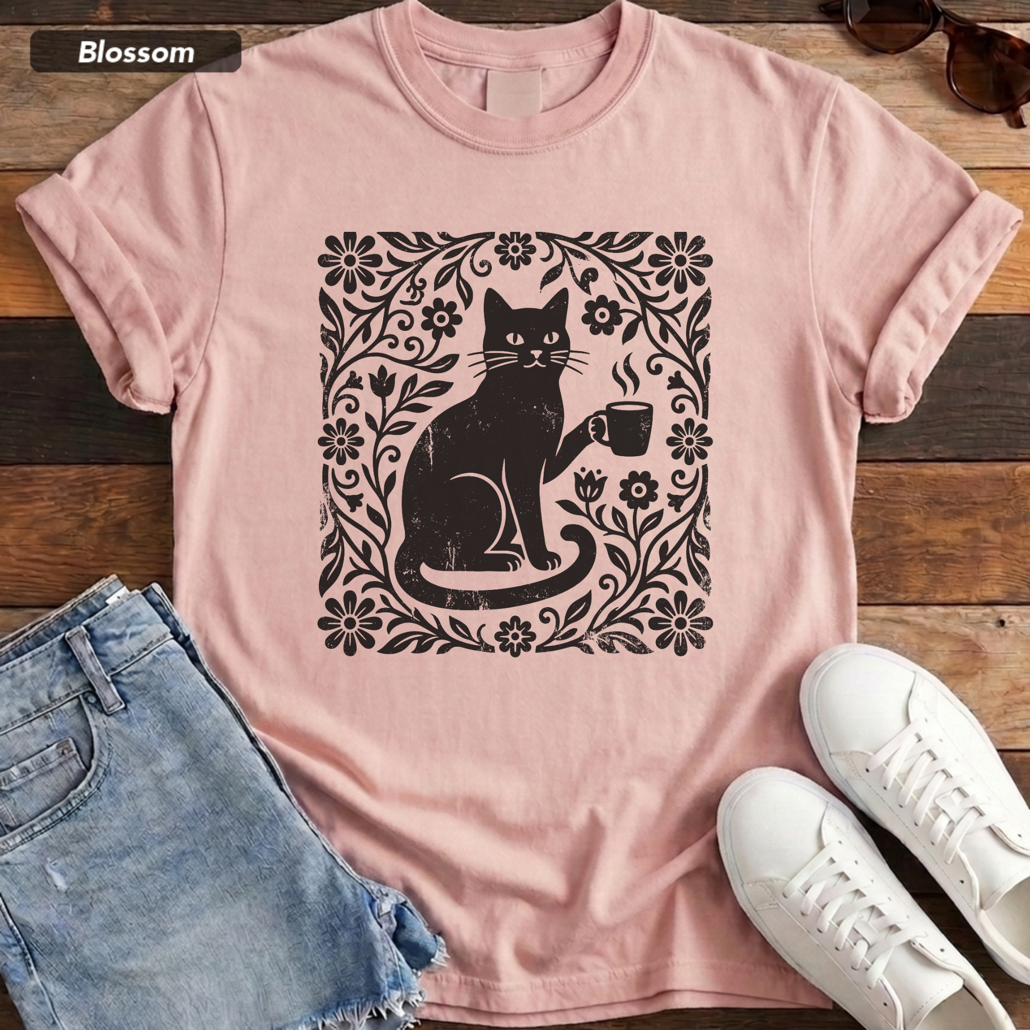 Floral Feline Vintage Tee