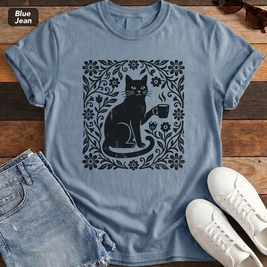 Floral Feline Vintage Tee