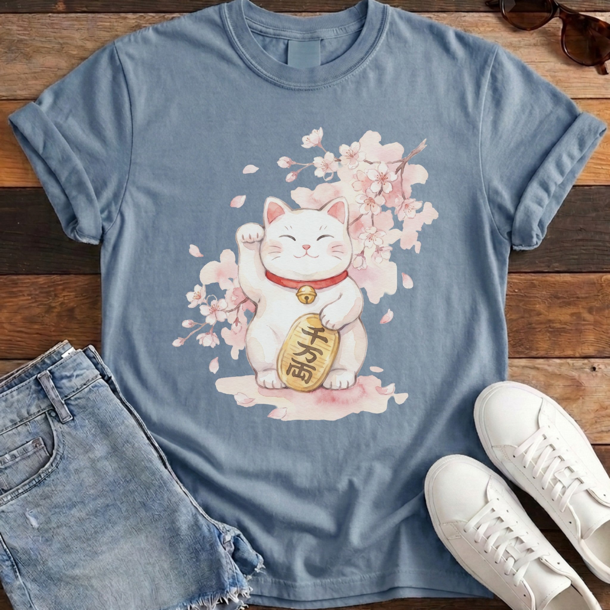 Maneki Watercolor Tee - Blue Jean