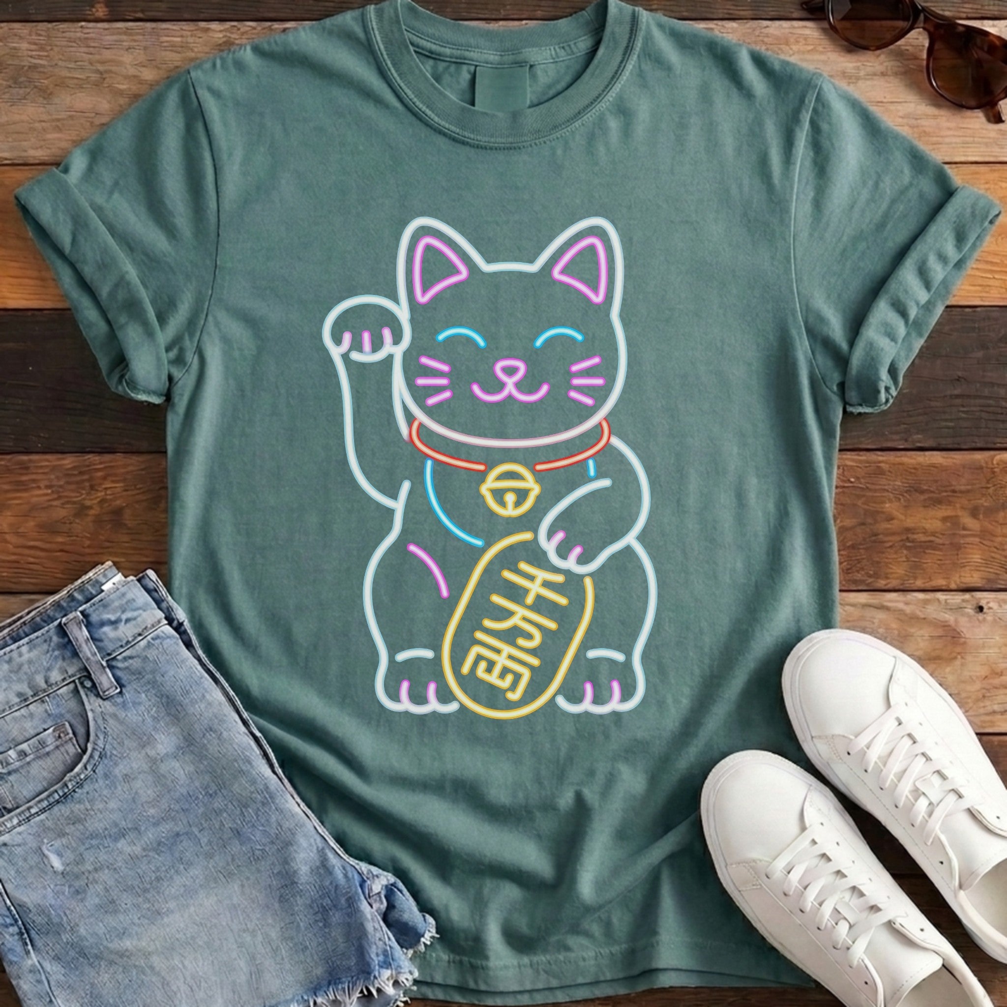 Maneki-Neko Neon Sign Tee