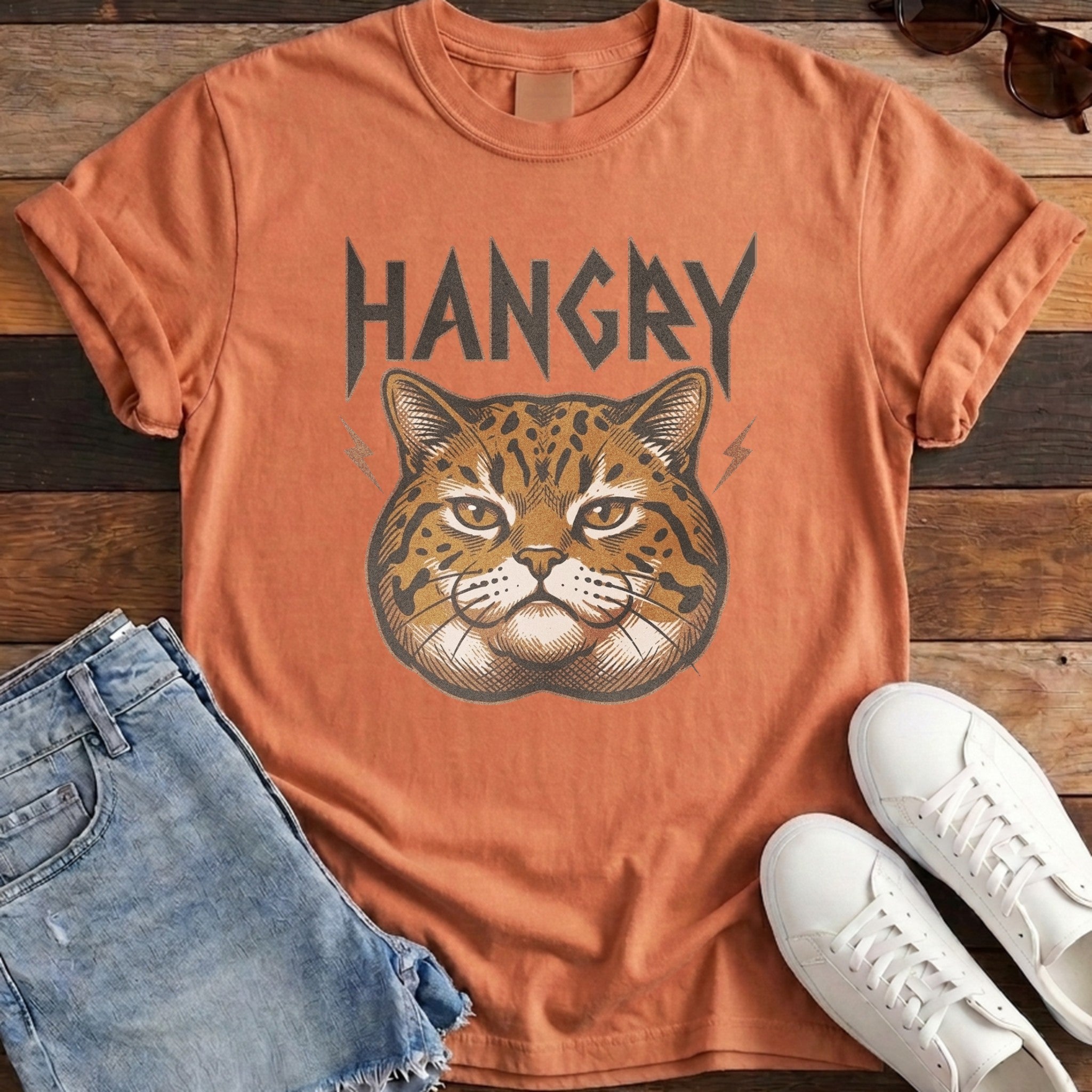 Hangry Wild Cat Tee - Burnt Orange