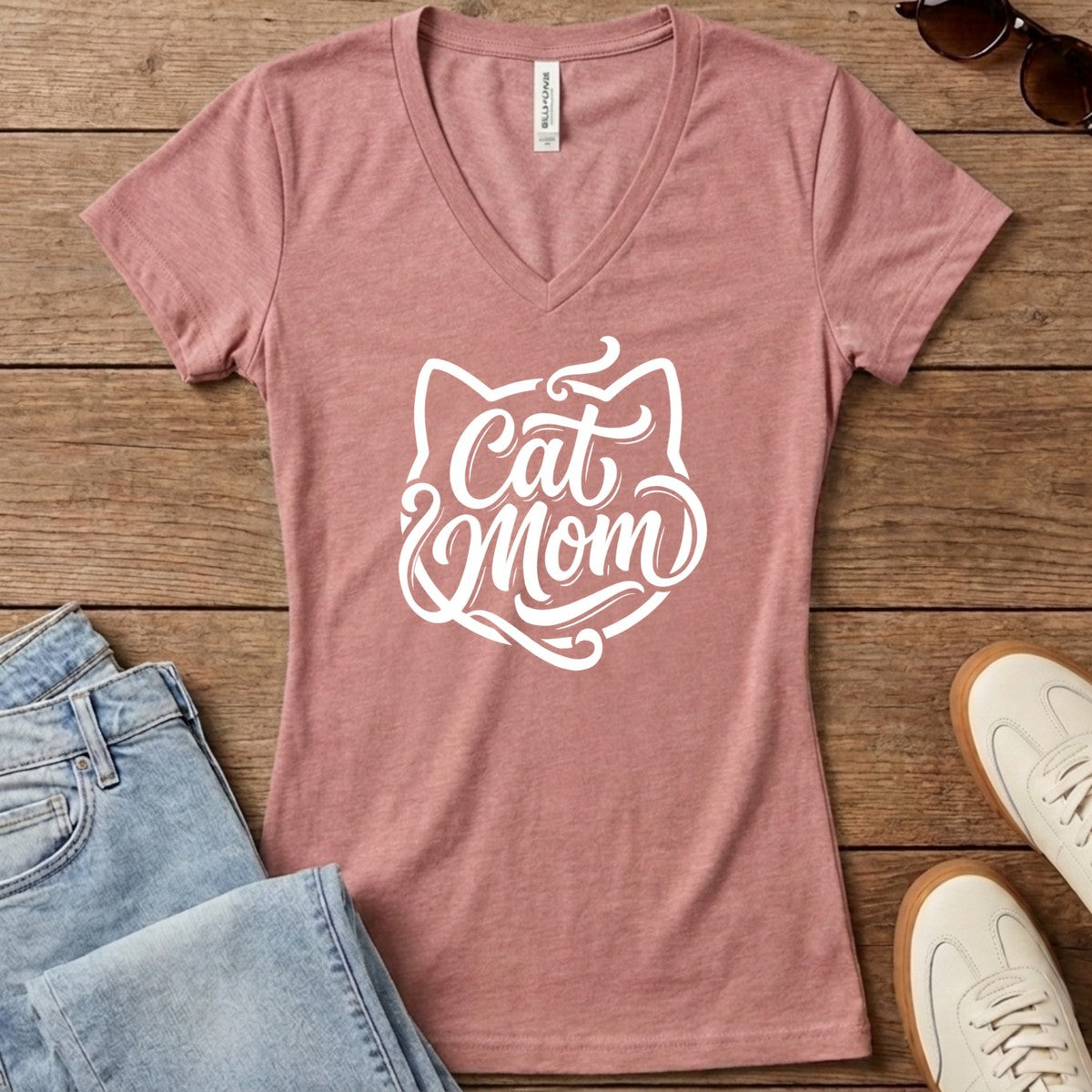 Cat Mom Classic Women's V-Neck - Heather Mauve