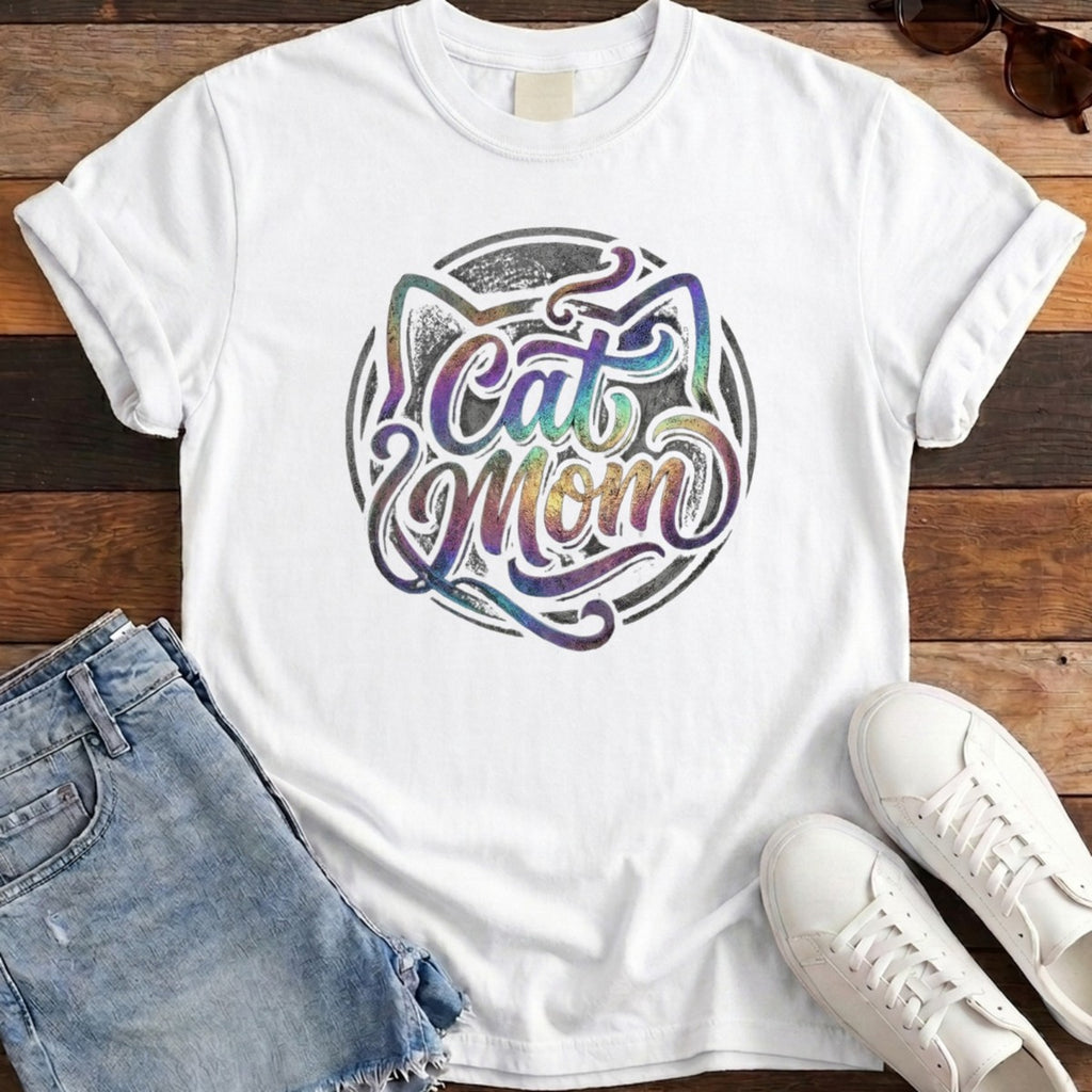 Cat Mom Tee - White