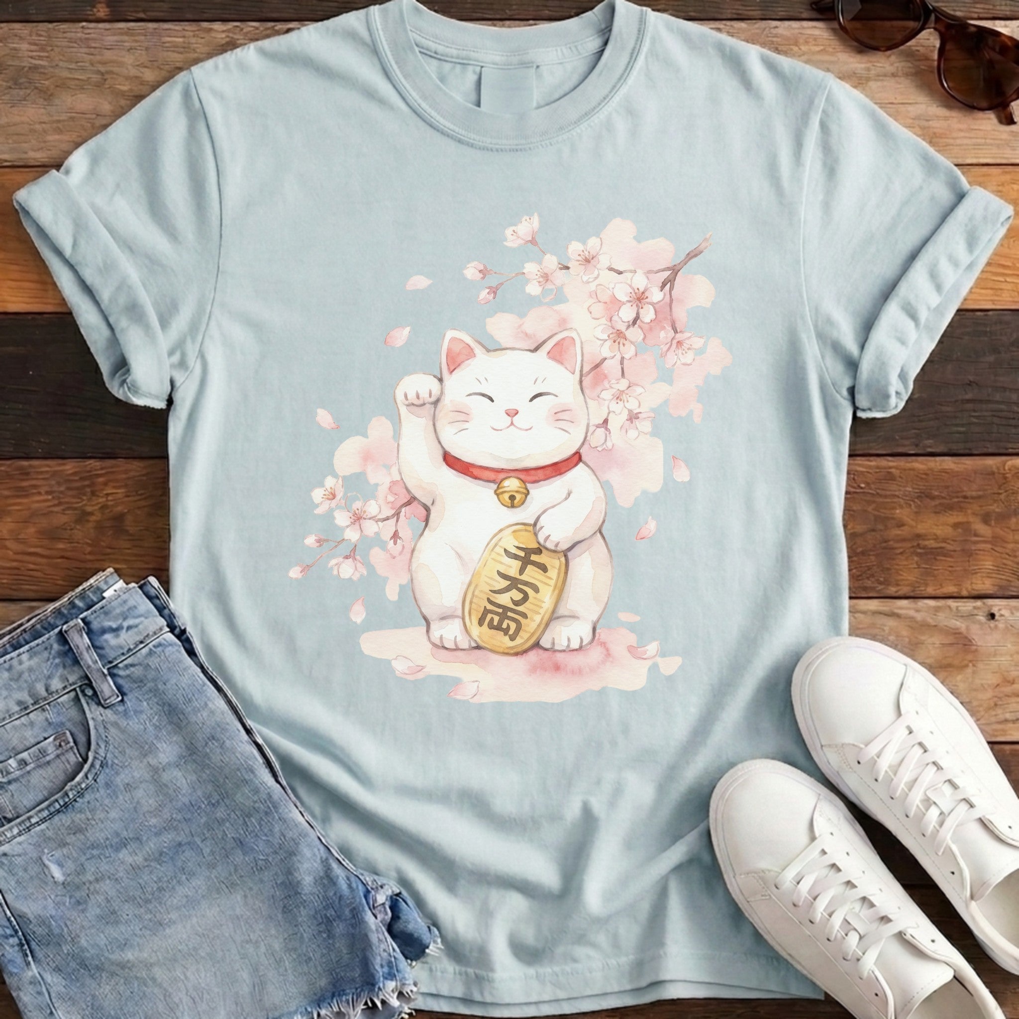 Maneki Watercolor Tee - Chambray