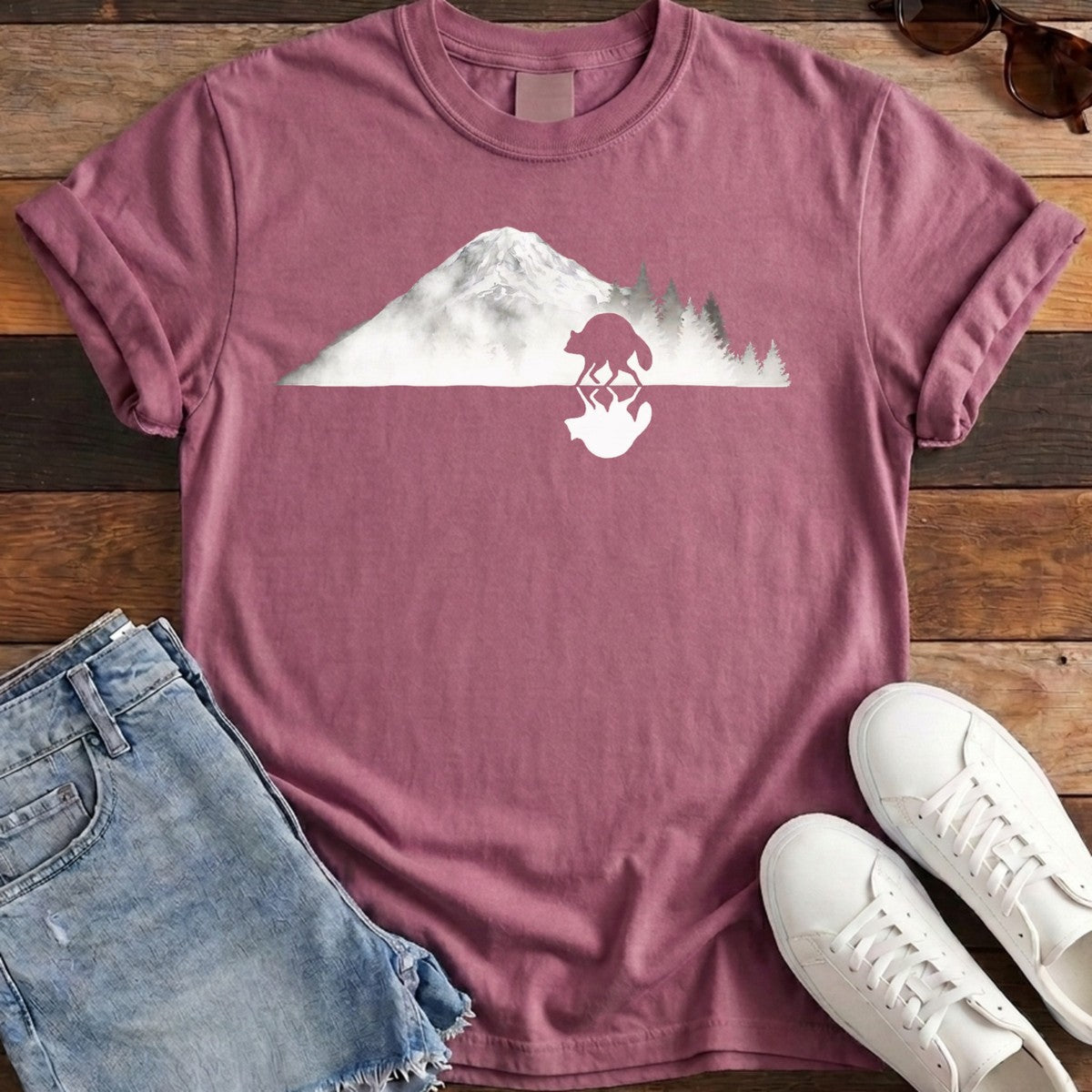 Mirrored Rainier Tee - Berry