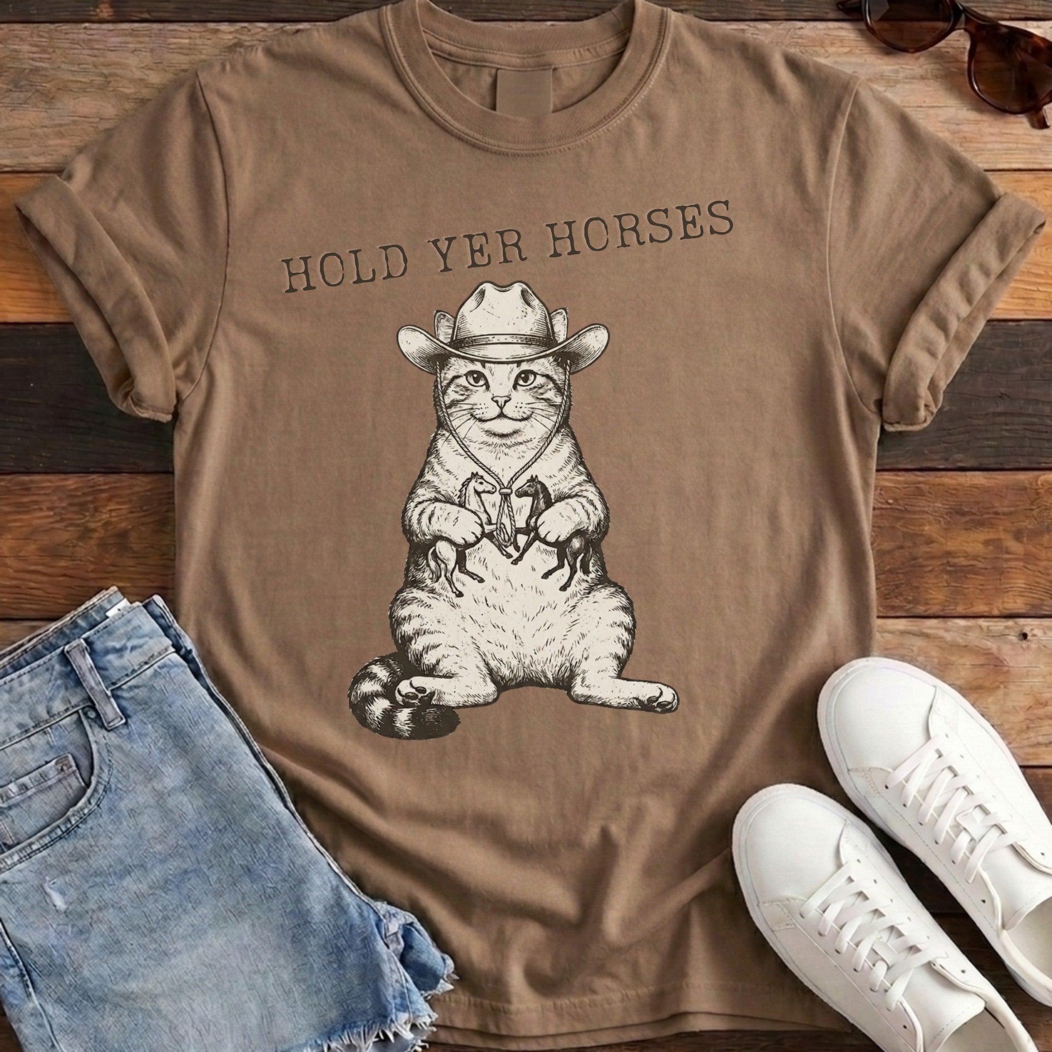 Hold Yer Horses Tee - Espresso