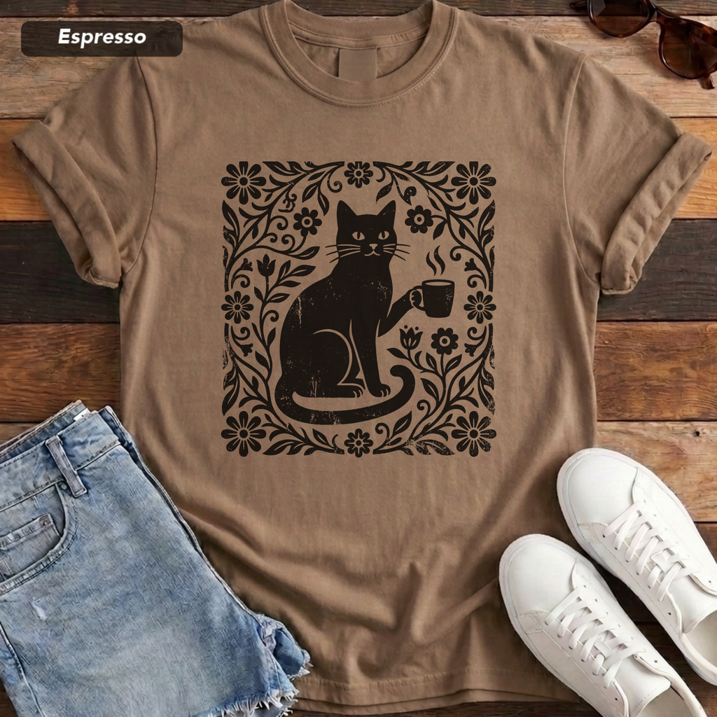 Floral Feline Vintage Tee