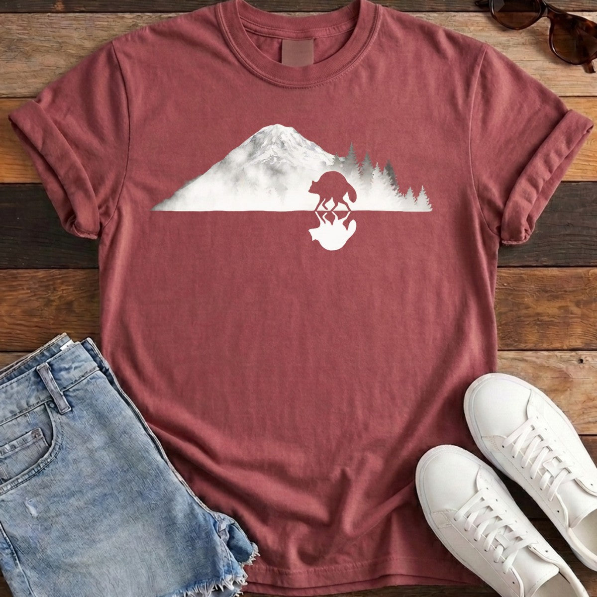Mirrored Rainier Tee - Chili