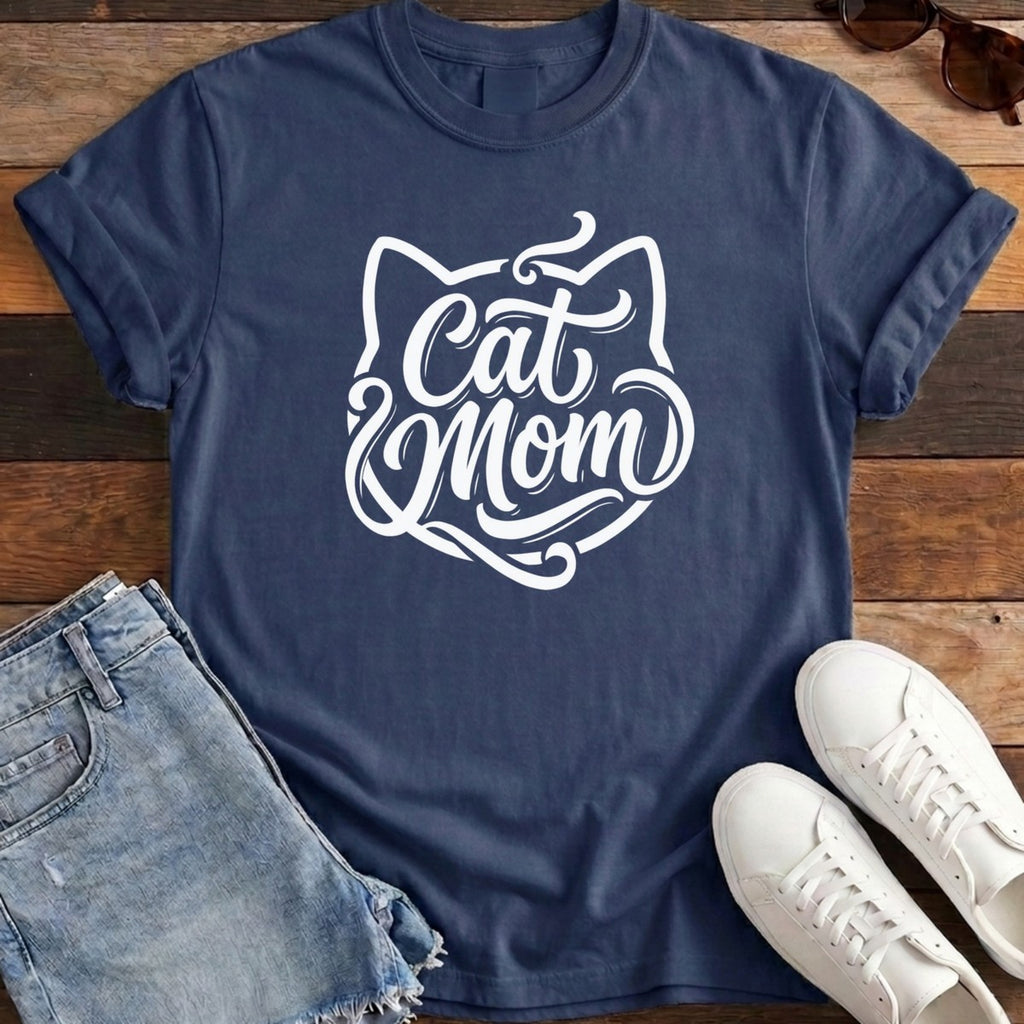 Cat Mom Classic Tee - Navy