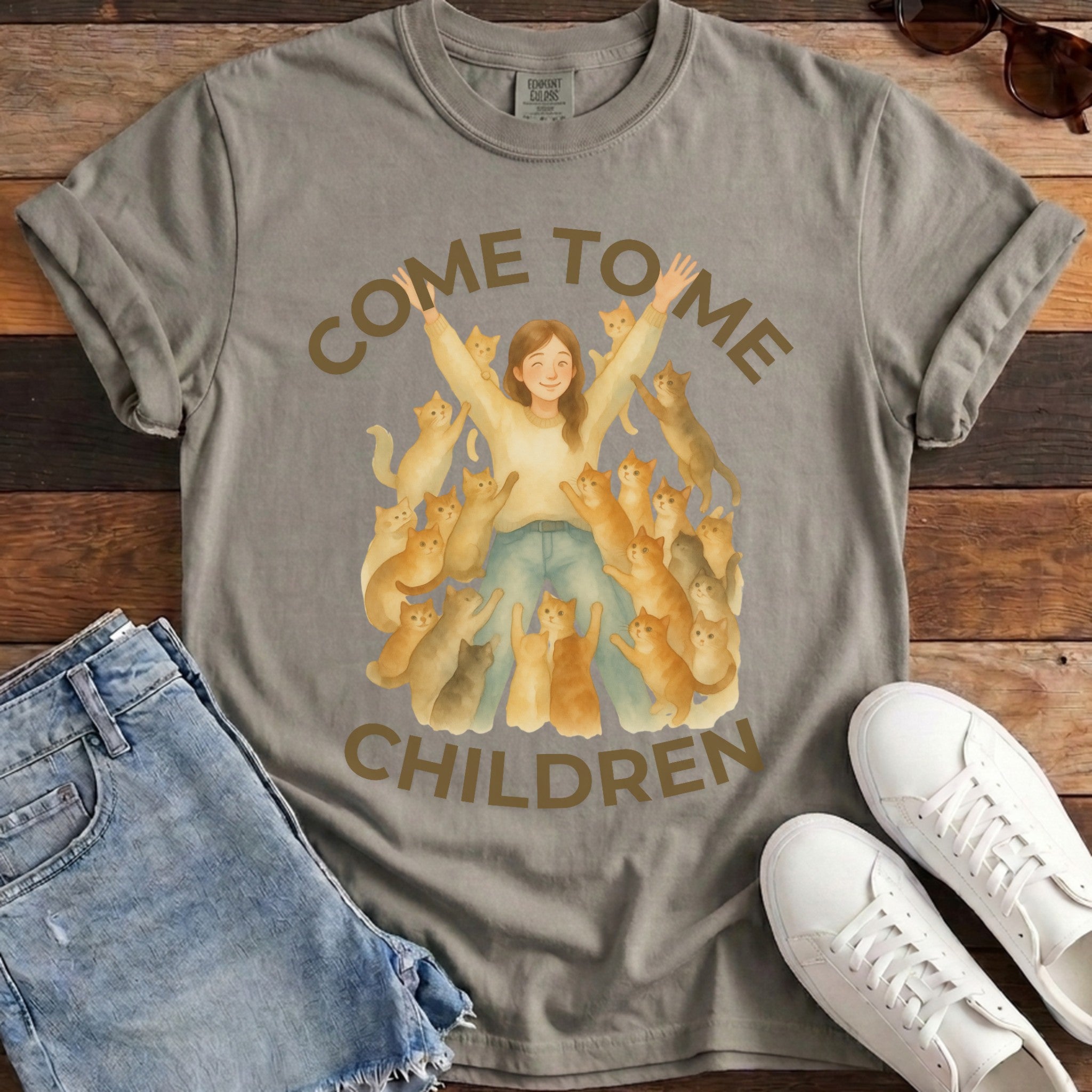 My Children Cat Tee - Granite