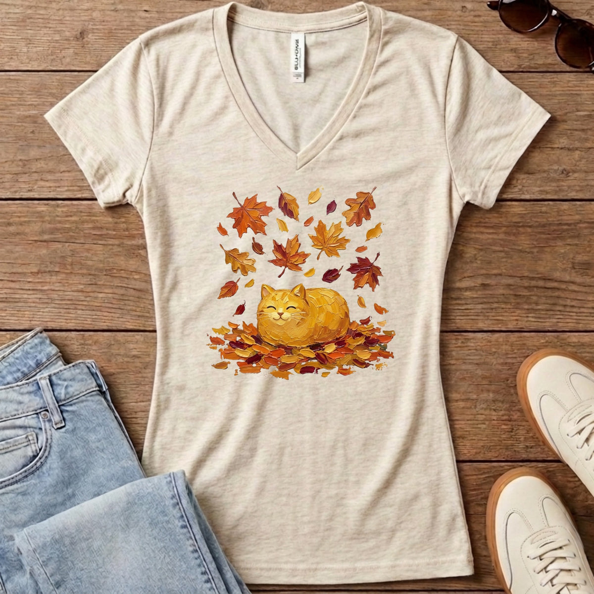 Autumn Loaf Cat Women's V-Neck