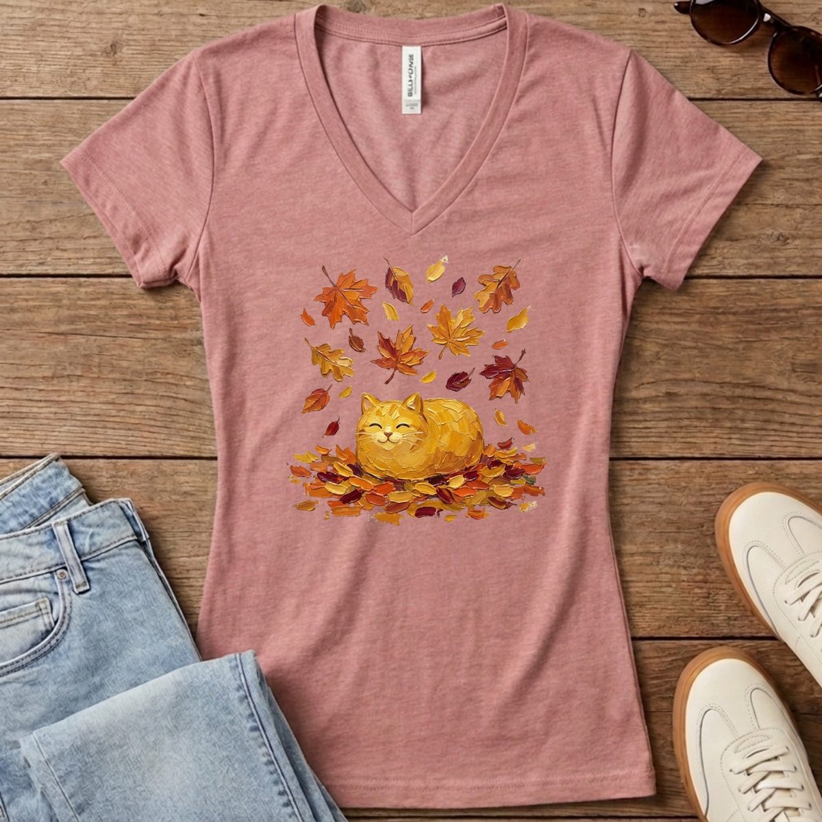Autumn Loaf Cat Women's V-Neck