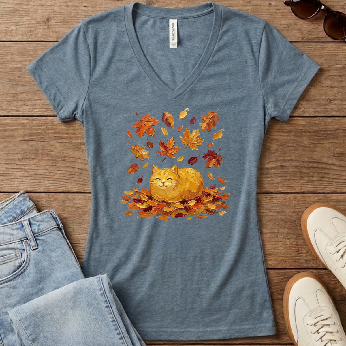 Autumn Loaf Cat Women's V-Neck