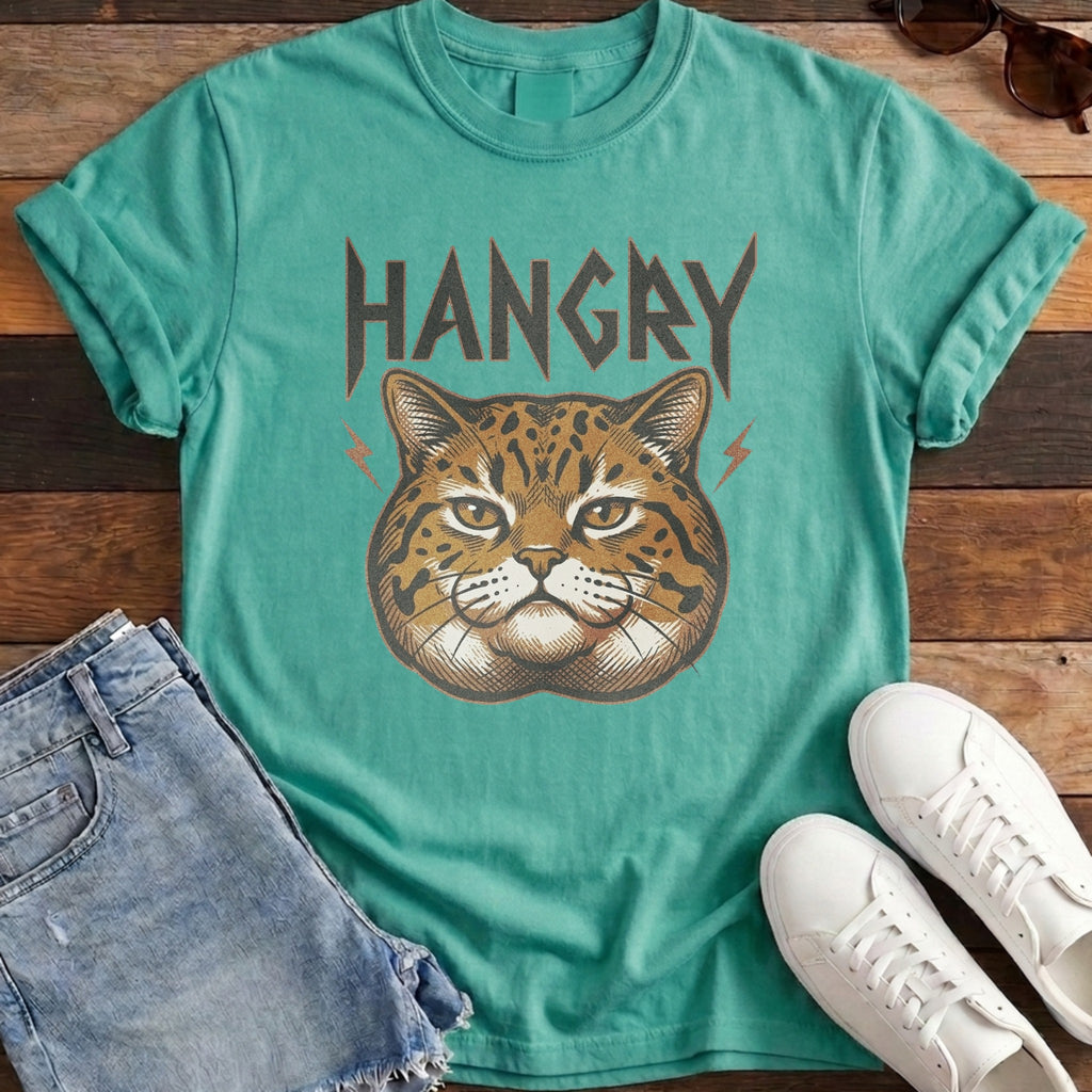Hangry Wild Cat Tee - Island Green