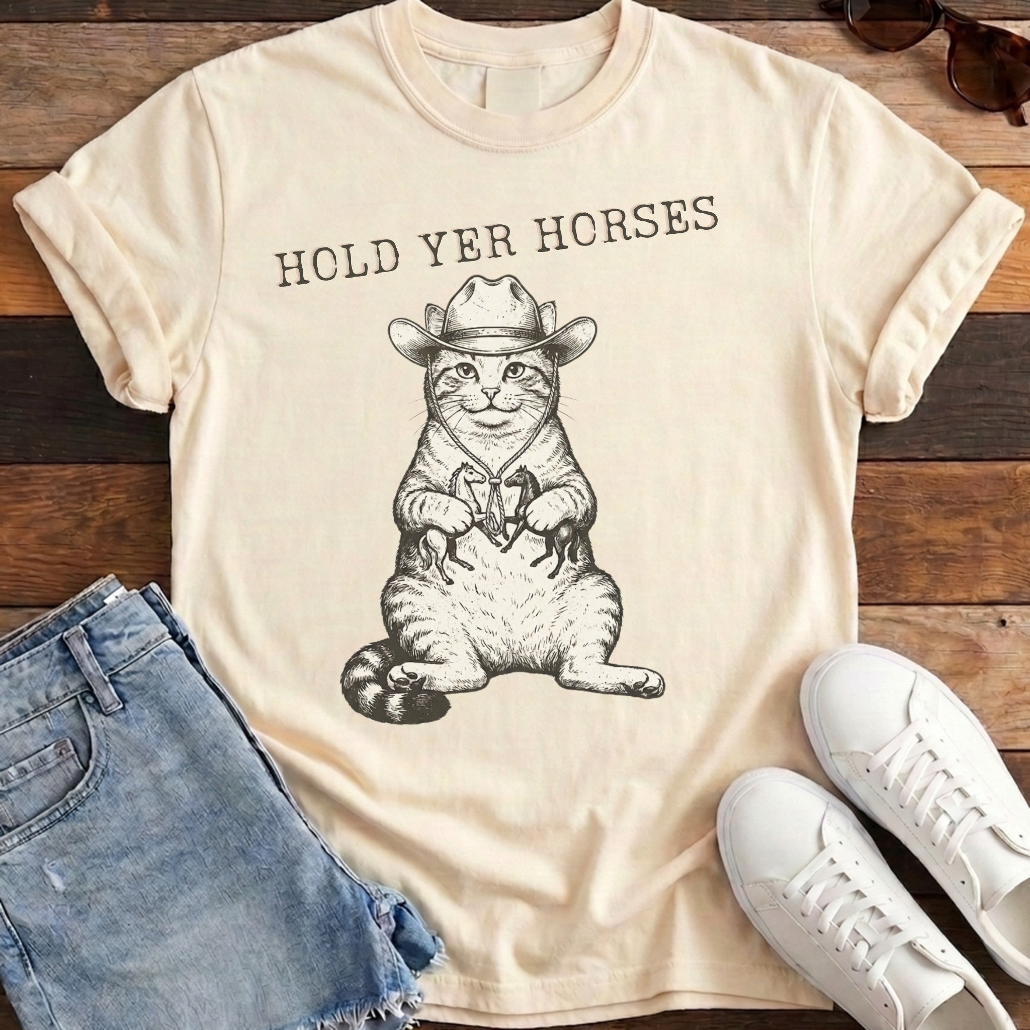 Hold Yer Horses Tee - Ivory