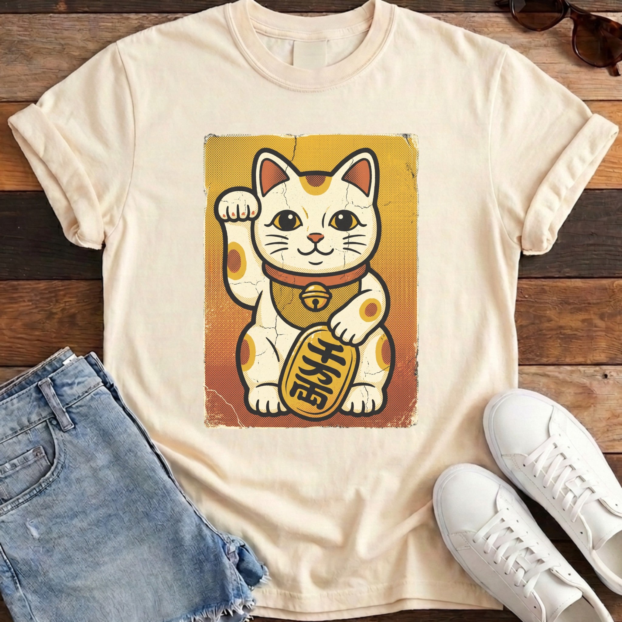 Maneki-Neko Retro Halftone Tee