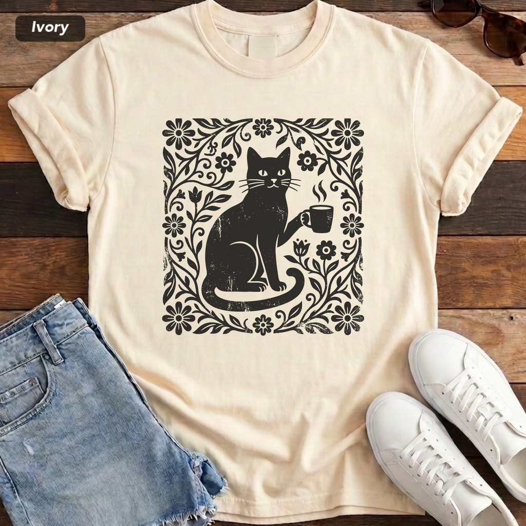 Floral Feline Vintage Tee