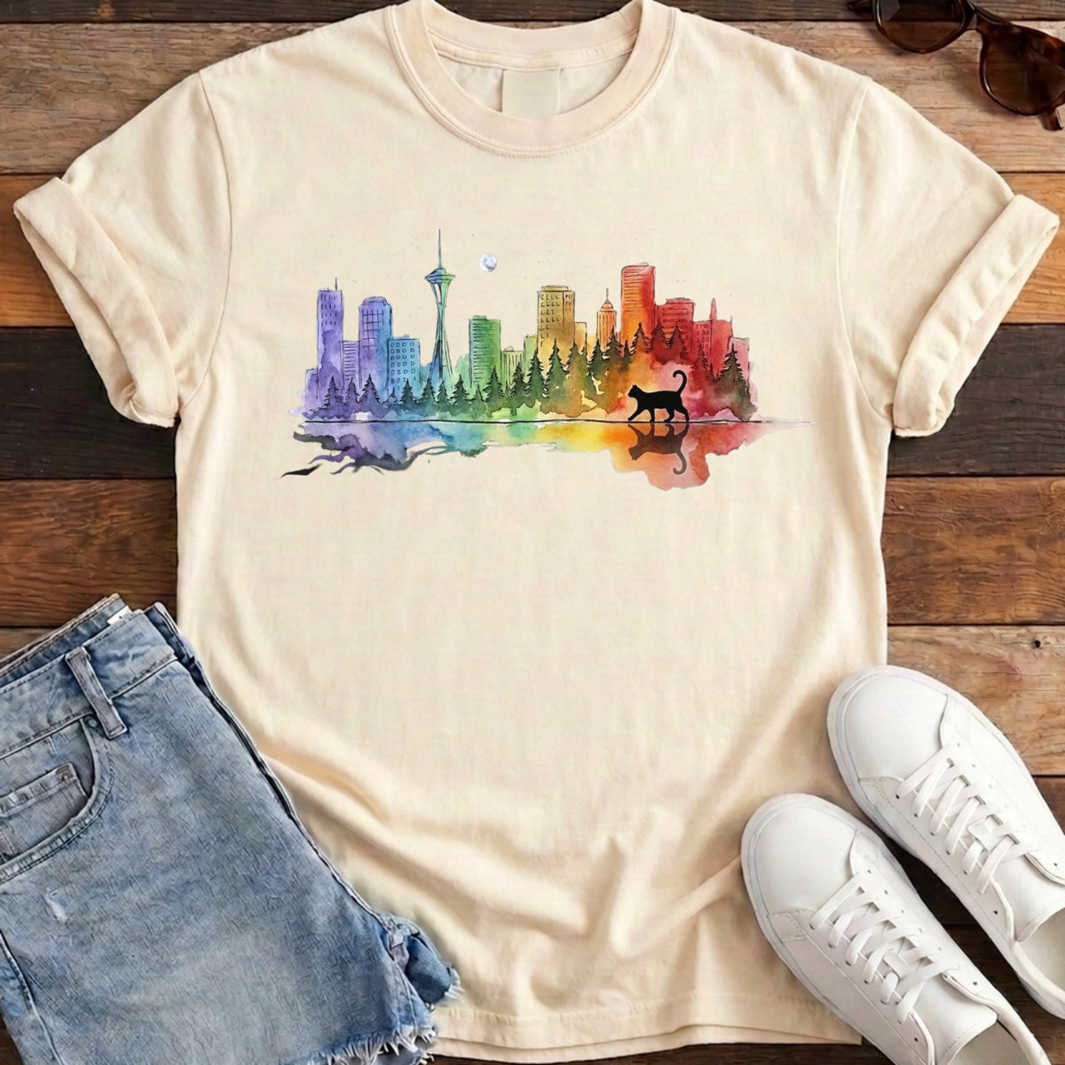 Rainbow City Cat Tee
