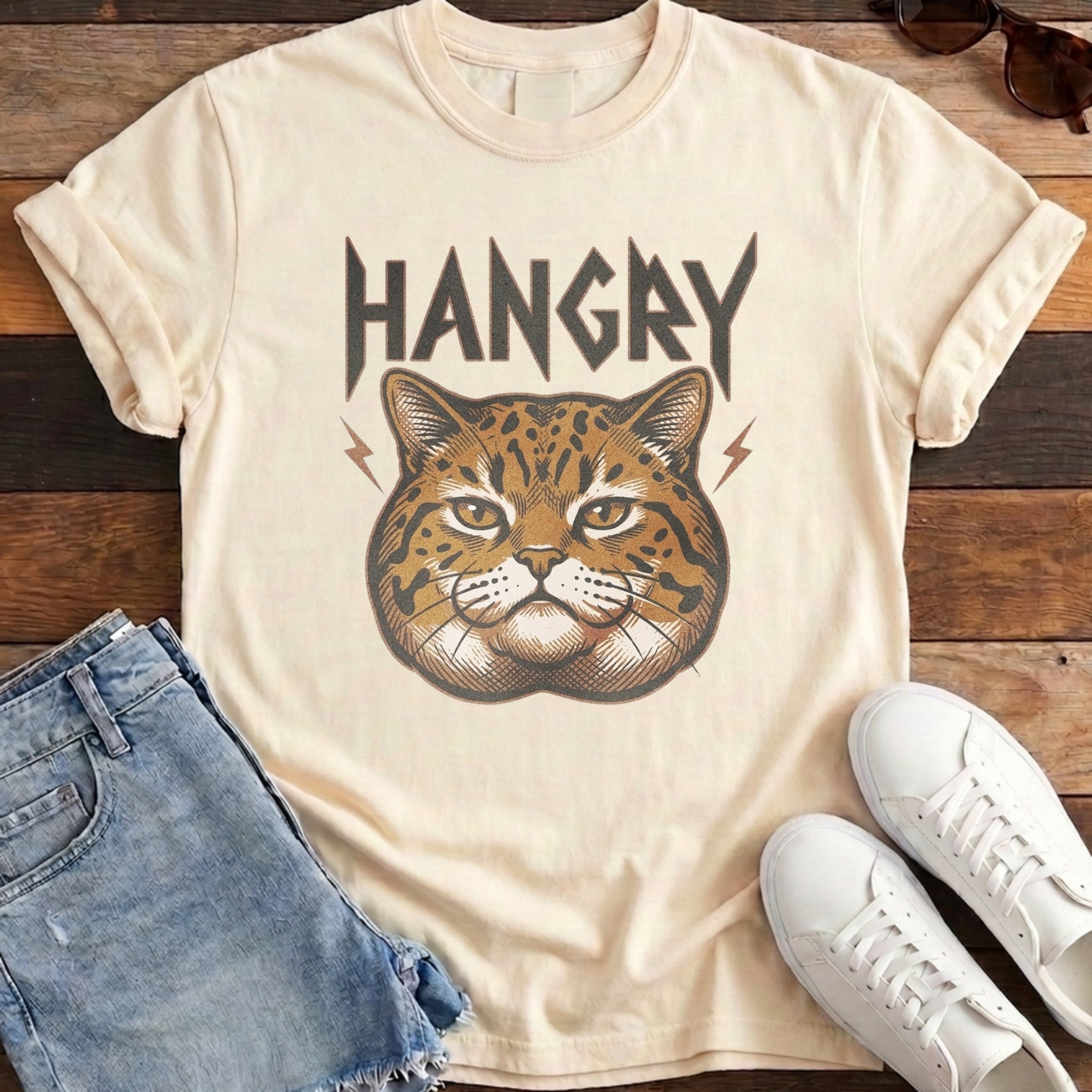 Hangry Wild Cat Tee - Ivory
