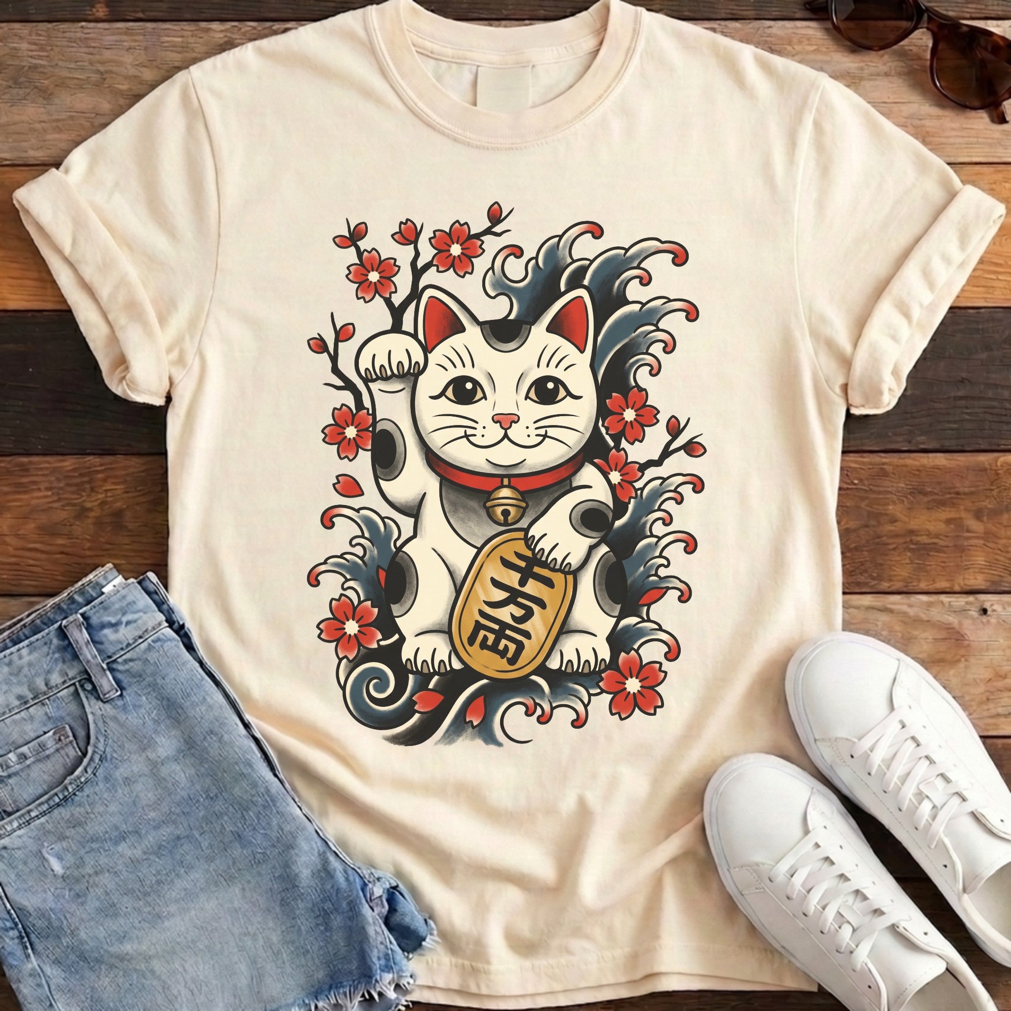 Maneki-Neko Tattoo Flash Tee