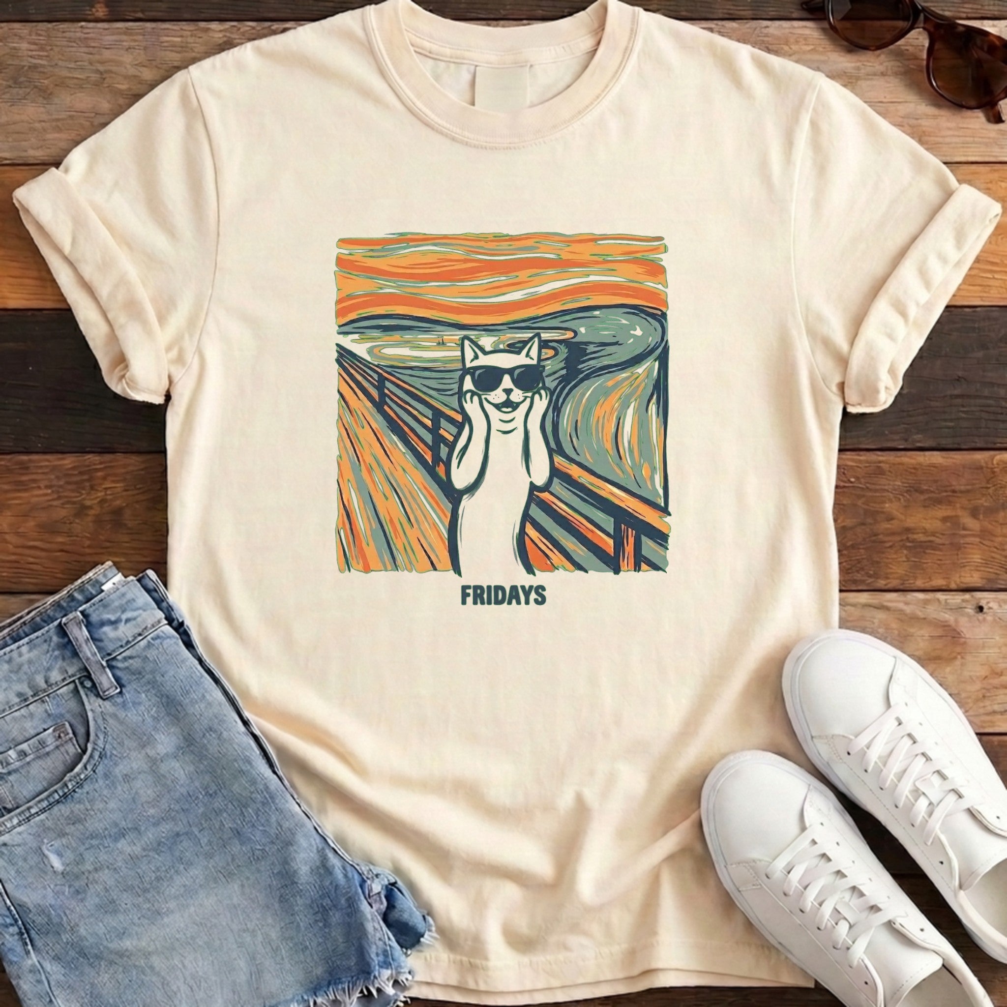 Fridays Cat Tee - Ivory