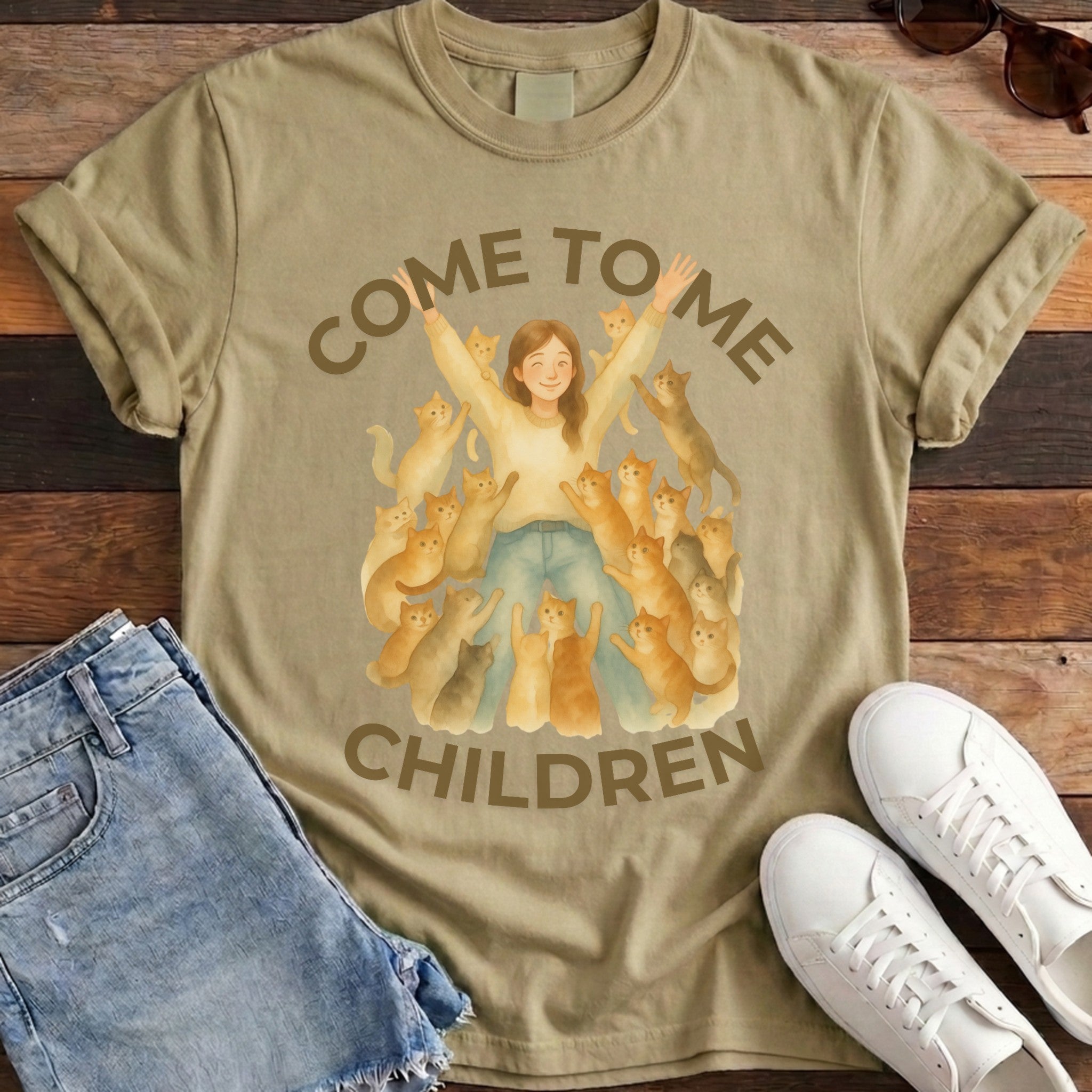 My Children Cat Tee - Khaki