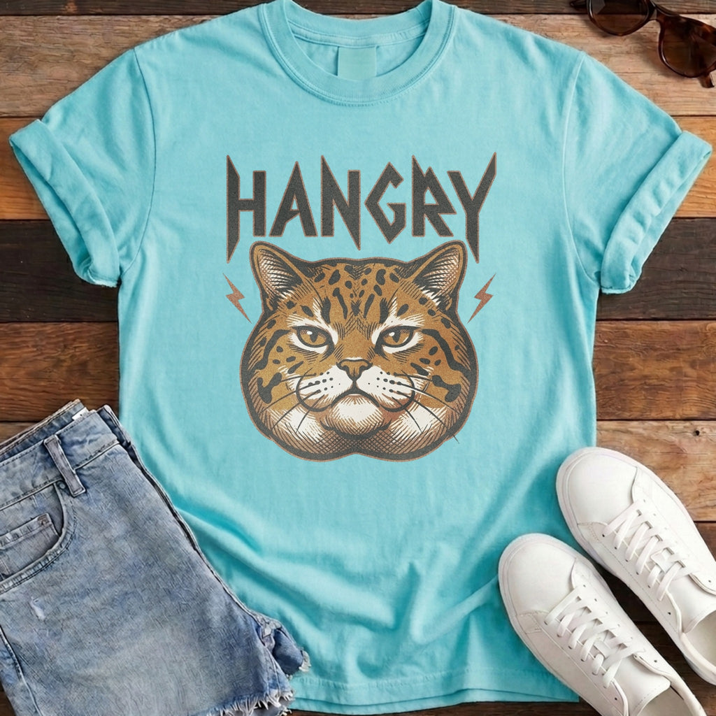Hangry Wild Cat Tee - Lagoon Blue