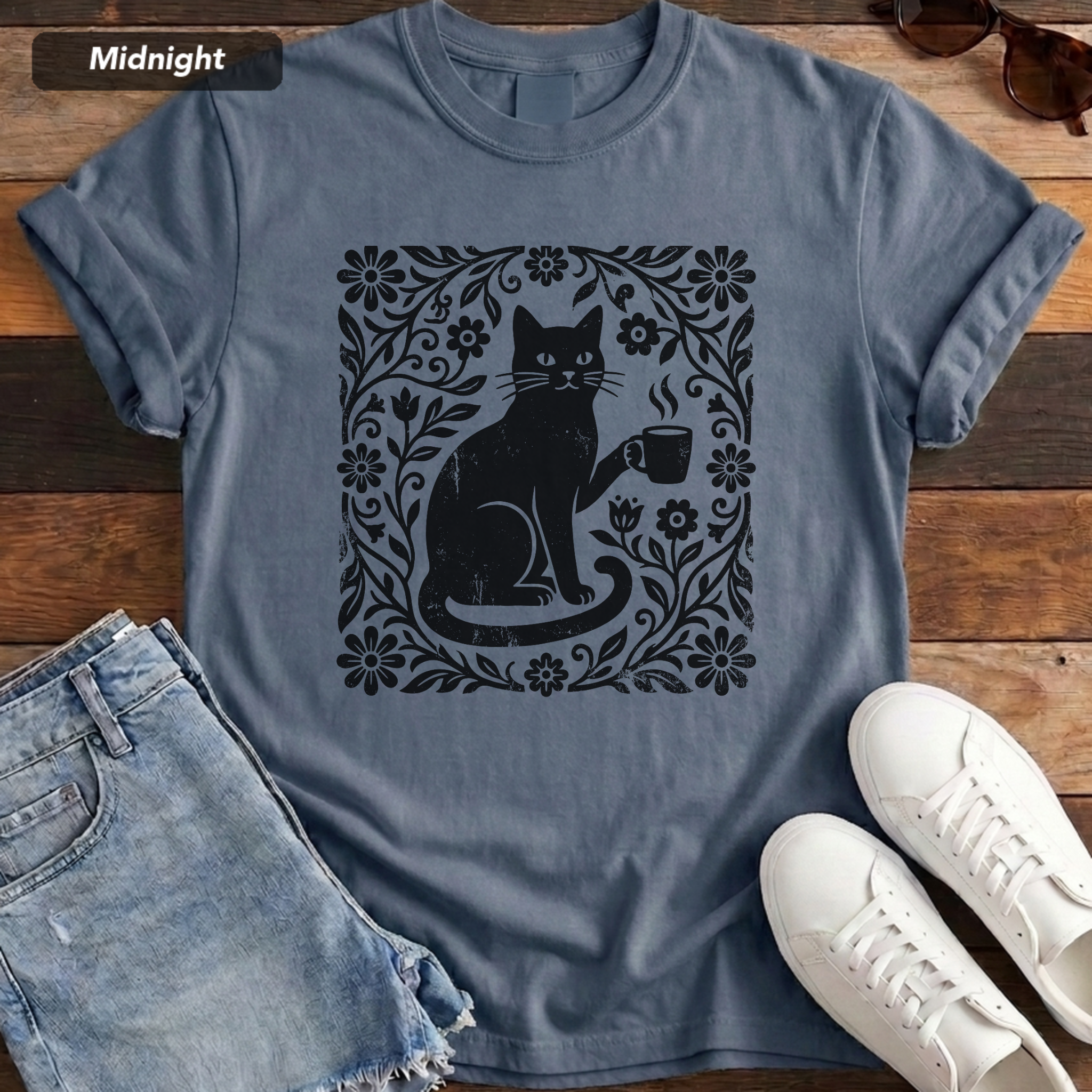 Floral Feline Vintage Tee